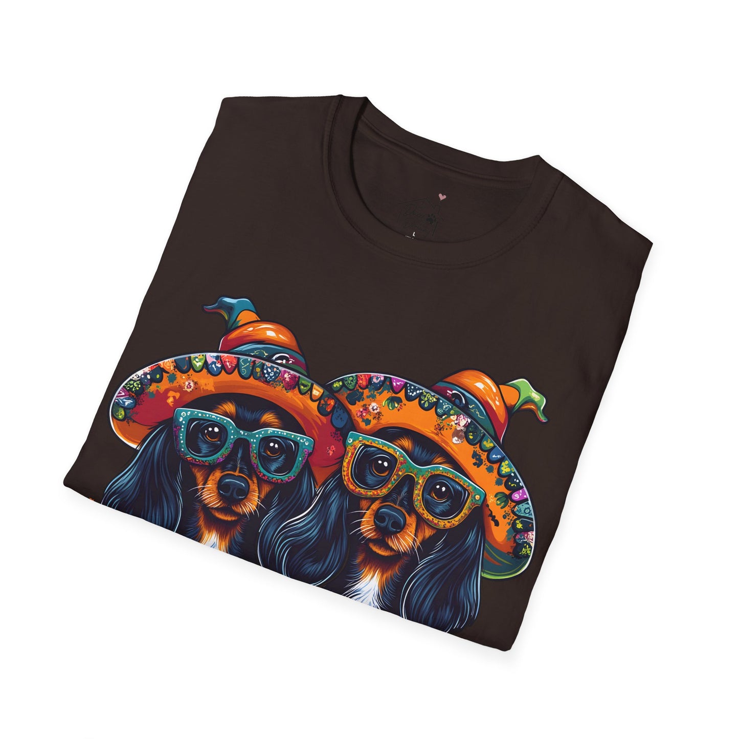 "We Like To Party" Black and Tan Long-Haired Dachshund Halloween Unisex Softstyle T-Shirt