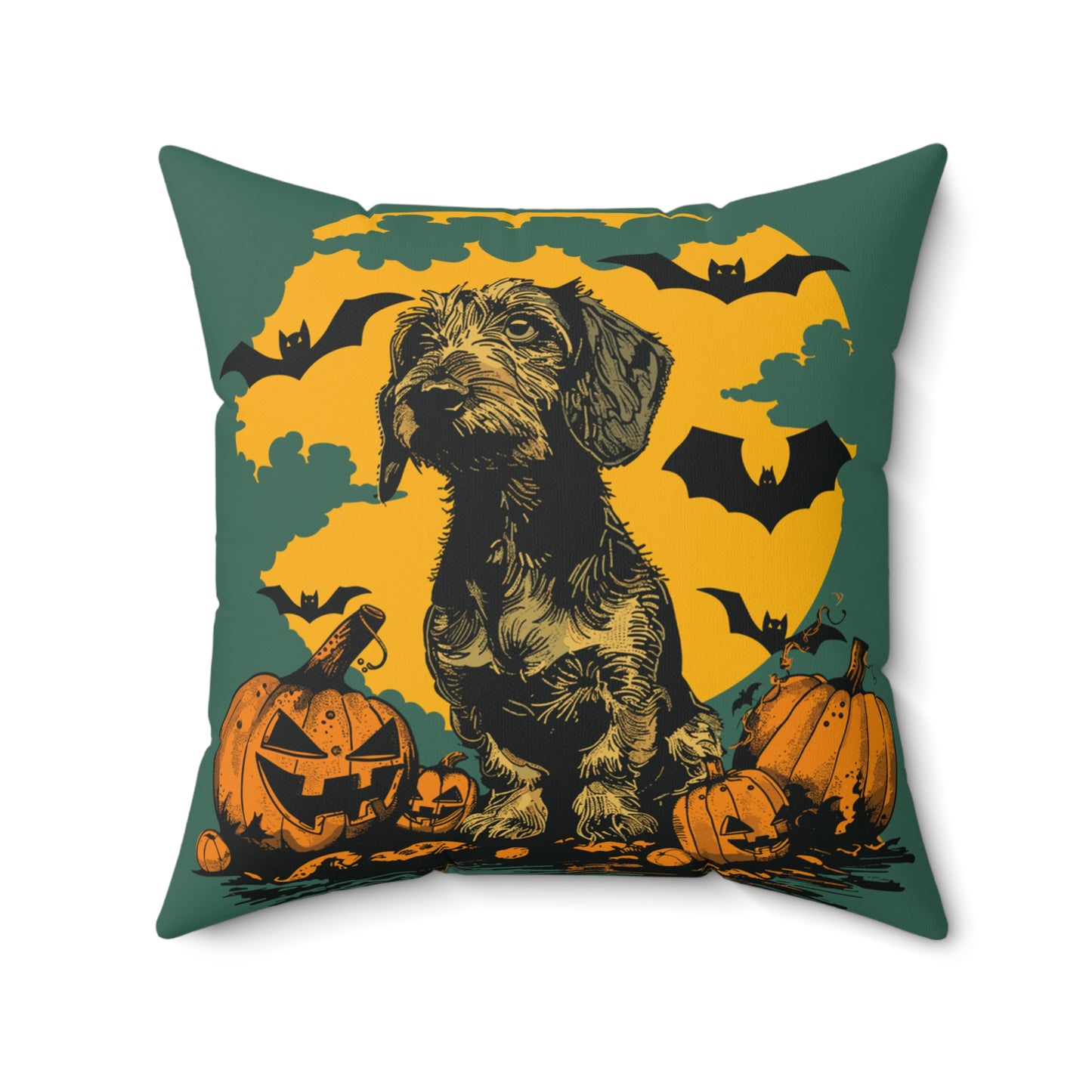 #36 Halloween Inspired Wire-Haired Dachshund Throw Pillow