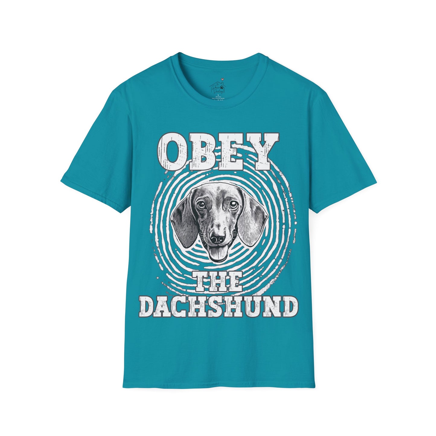 "Obey" Smooth-Haired Dachshund Unisex Softstyle T-Shirt