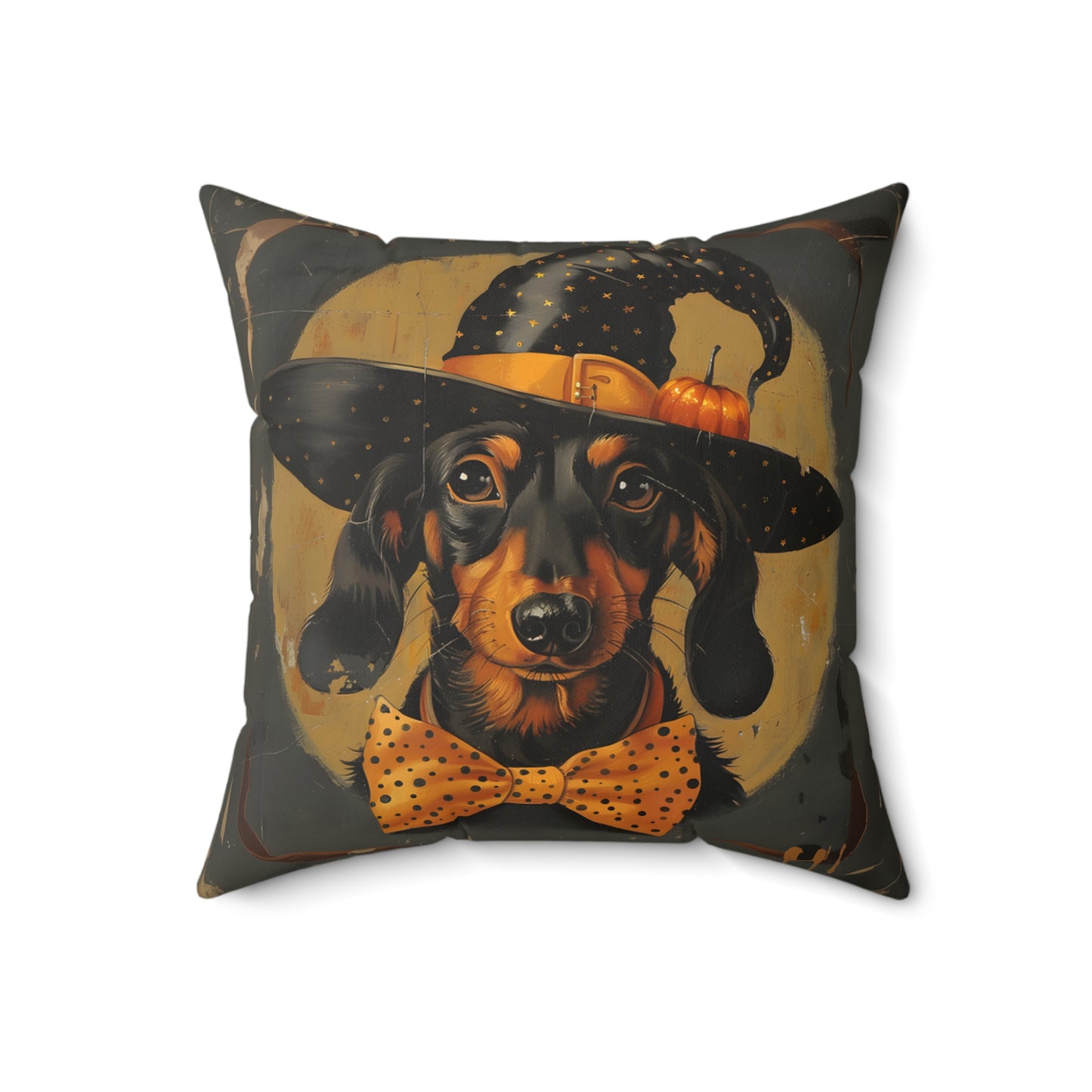 #1 Halloween Inspired Black & Tan Smooth-Haired Dachshund Throw Pillow