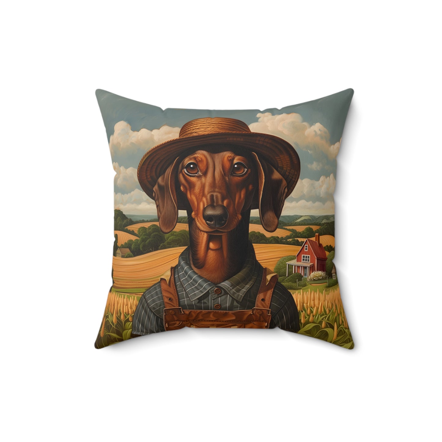 #2 Autumn Inspired Tan Smooth-Haired Dachshund Throw Pillow