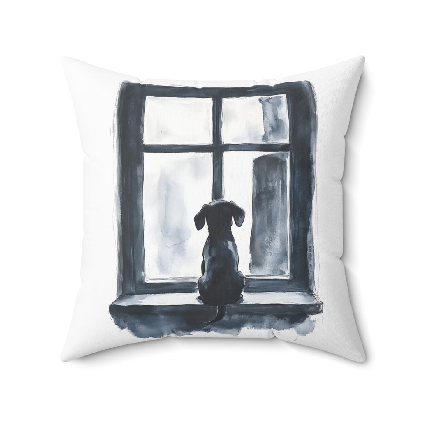 "Window Pane" Smooth-Haired Dachshund Square Throw Pillow