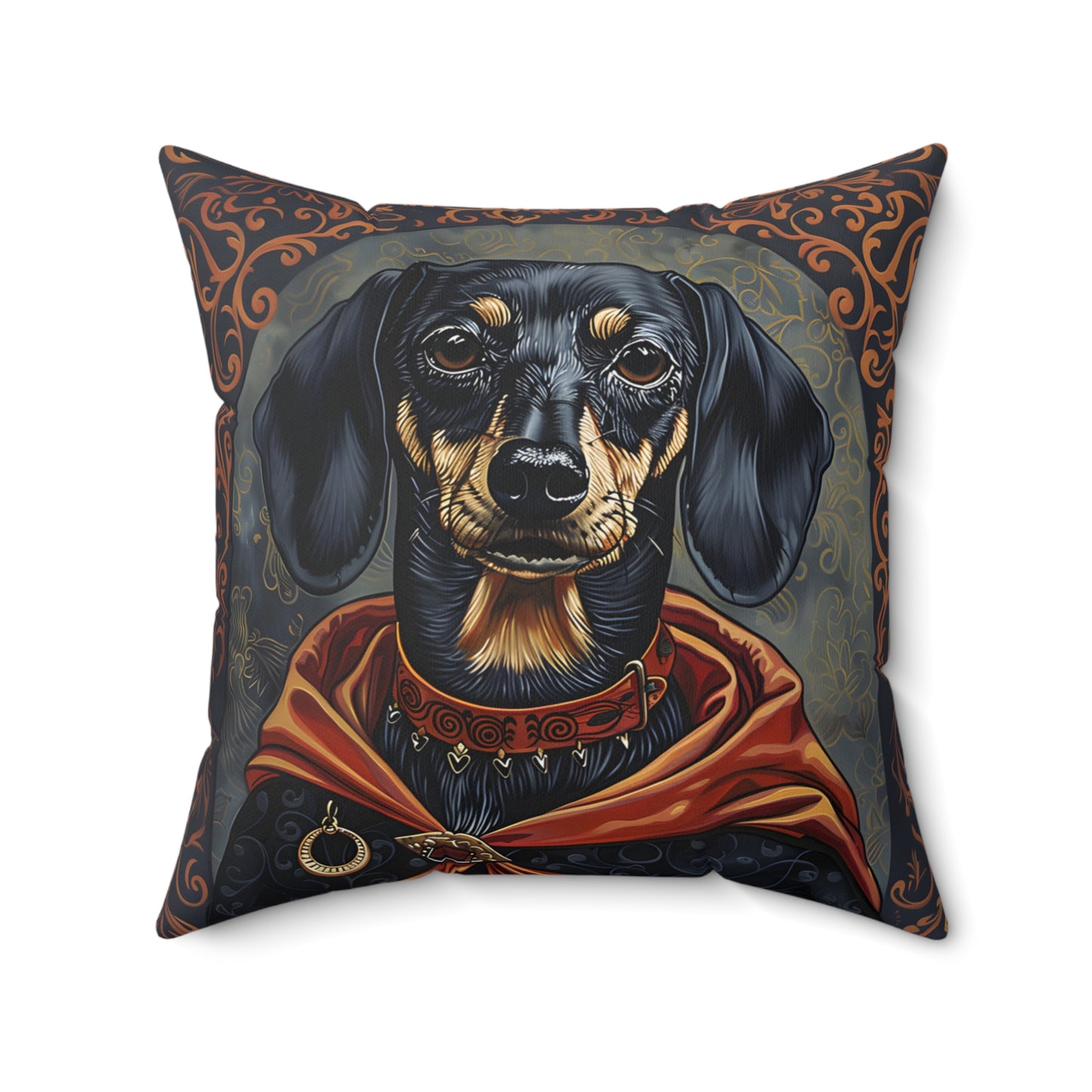 #4 Halloween Inspired Black & Tan Smooth-Haired Dachshund Throw Pillow