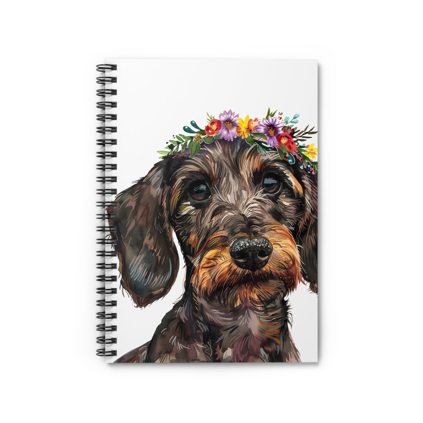 "Flower Field" Wire-Haired Dachshund Ruled Line Spiral Notebook