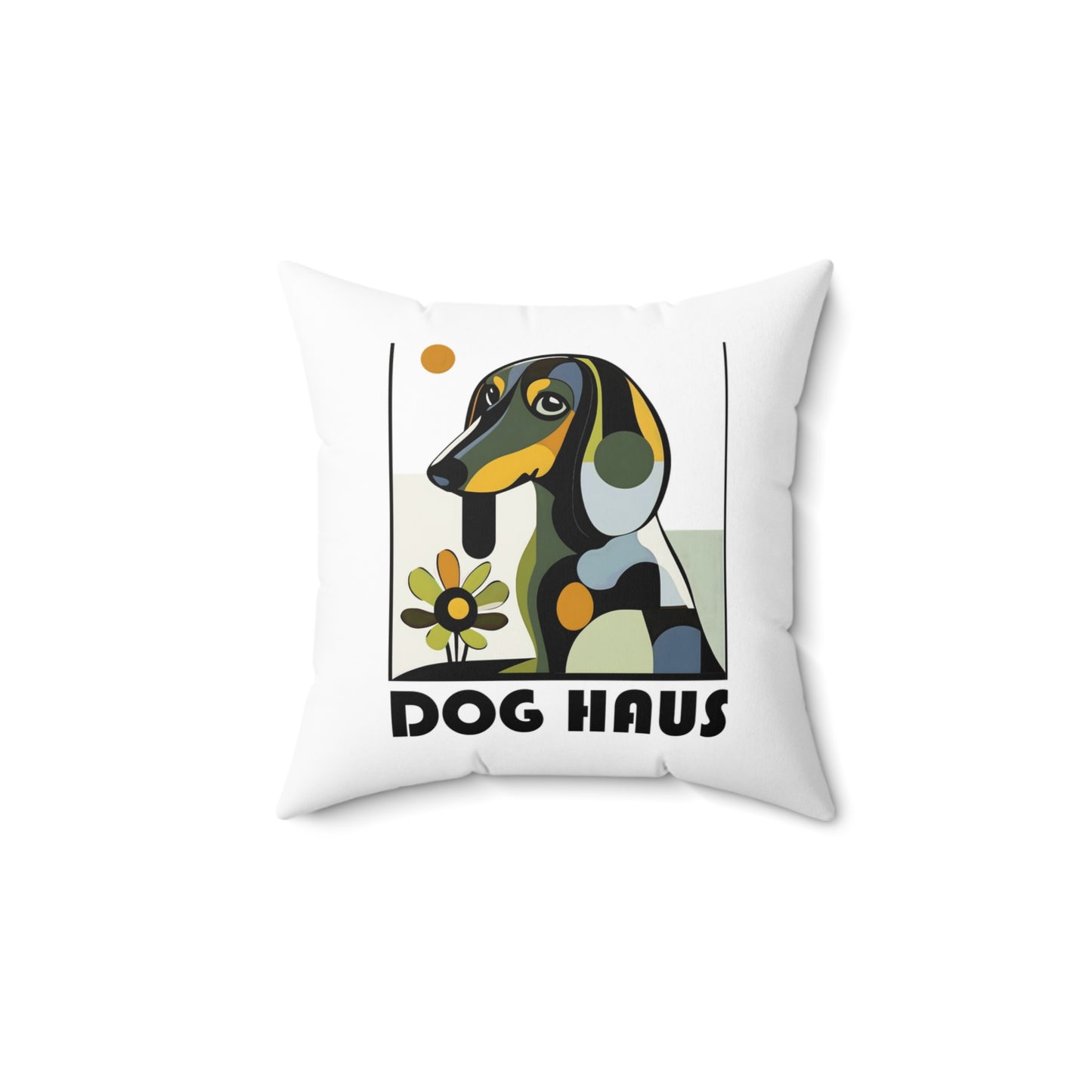 "Long Haus" Long-Haired Dachshund Square Throw Pillow