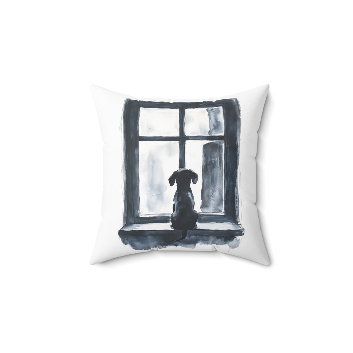 "Window Pane" Smooth-Haired Dachshund Square Throw Pillow