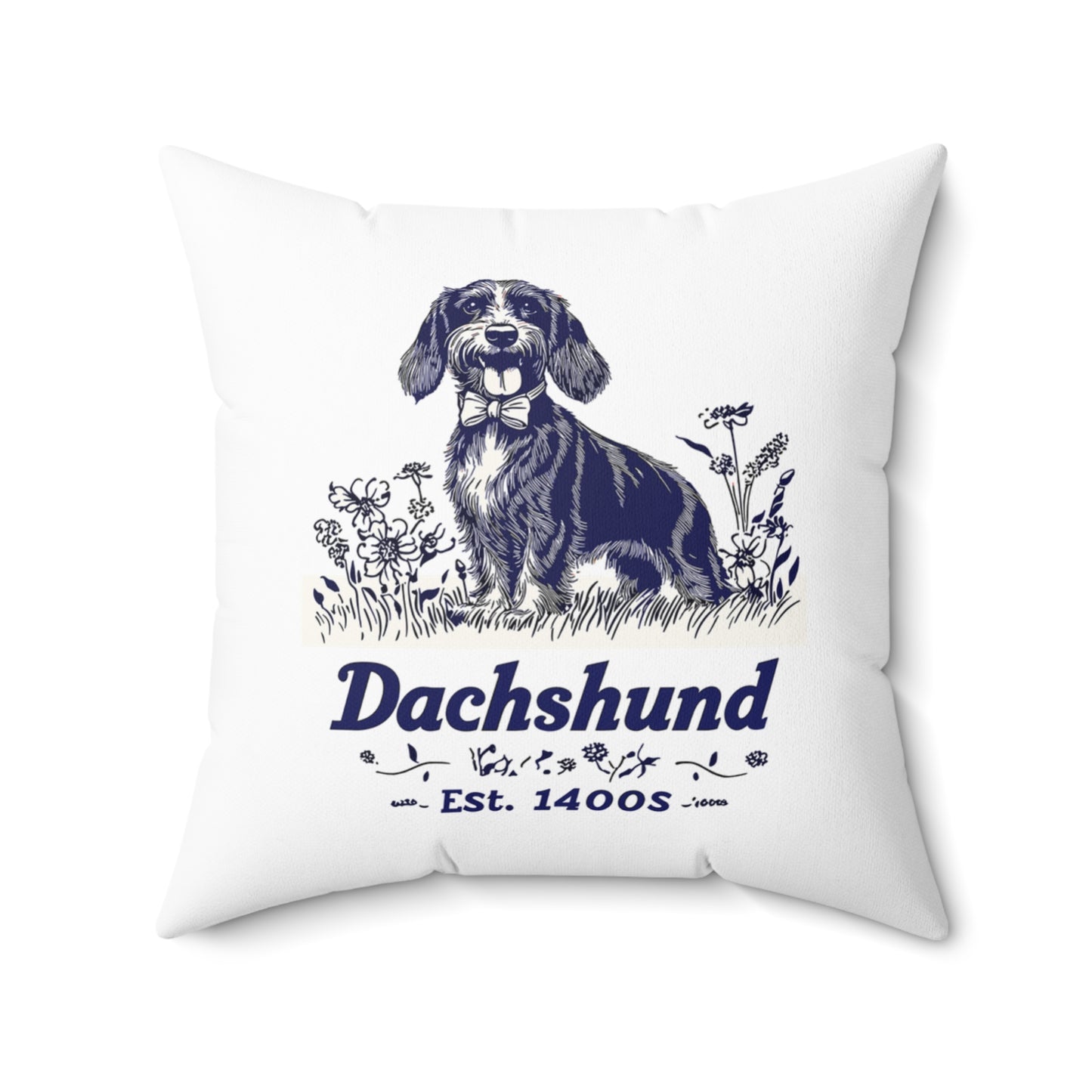 "Circa" Wire-Haired Dachshund Square Throw Pillow