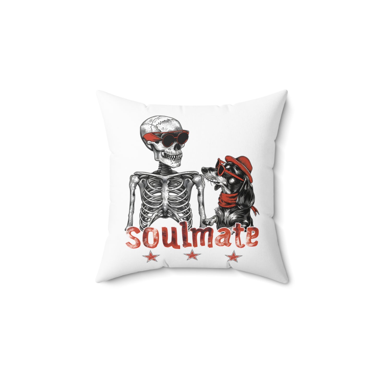 "Soulmate Bros" Long-Haired Dachshund Square Throw Pillow
