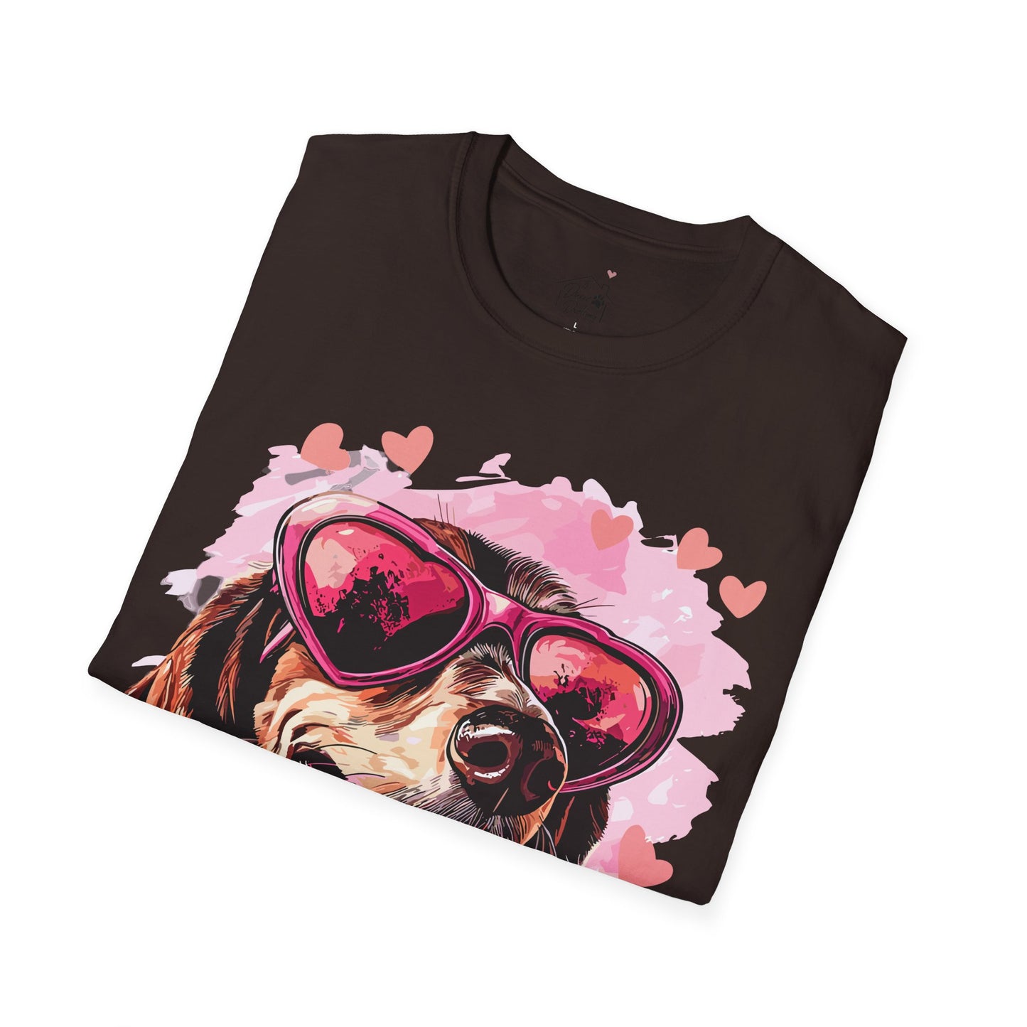 "Tanned Hearts" Tan Smooth-Haired Dachshund Unisex Softstyle T-Shirt