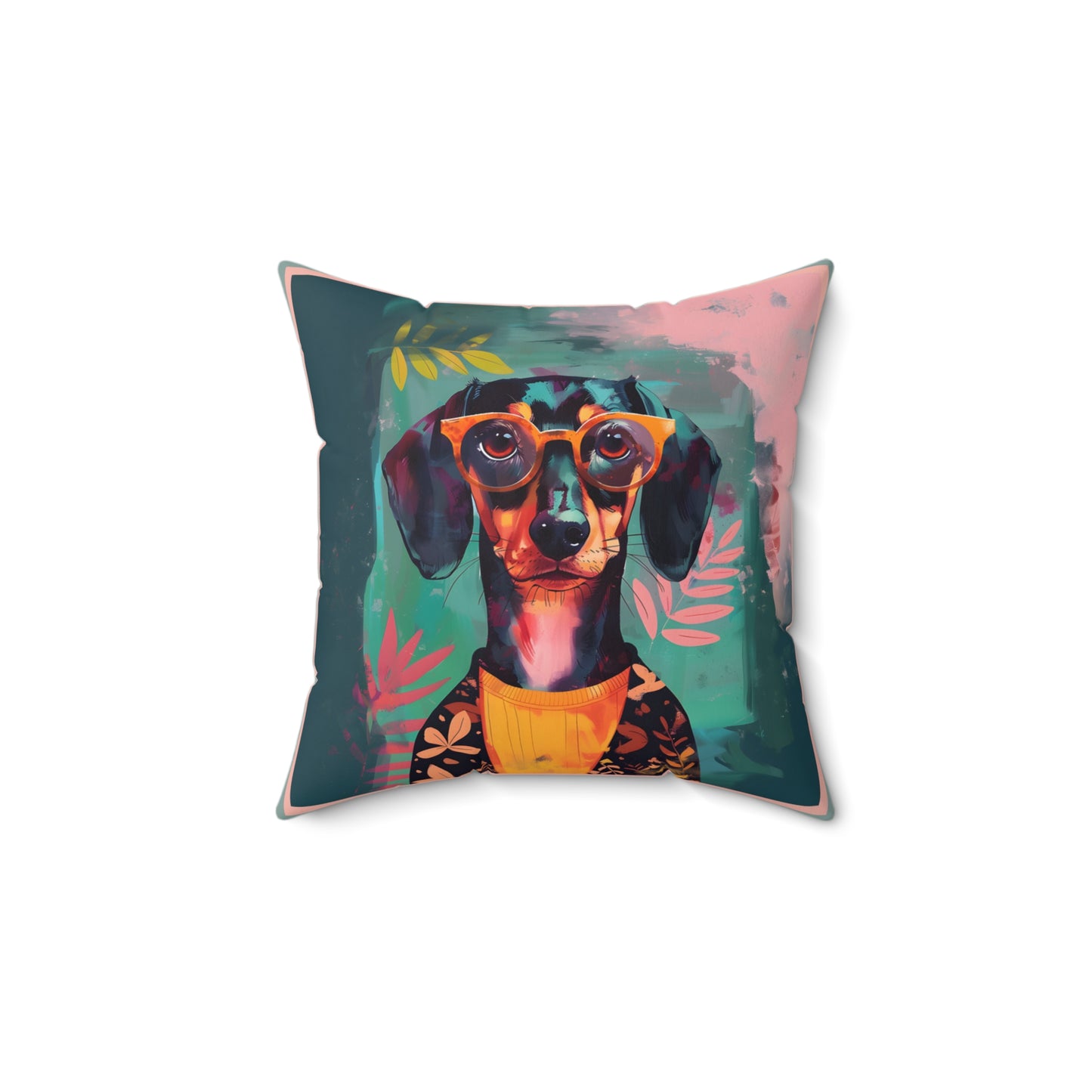 "Too Cool" Smooth-Haired Dachshund Square Throw Pillow