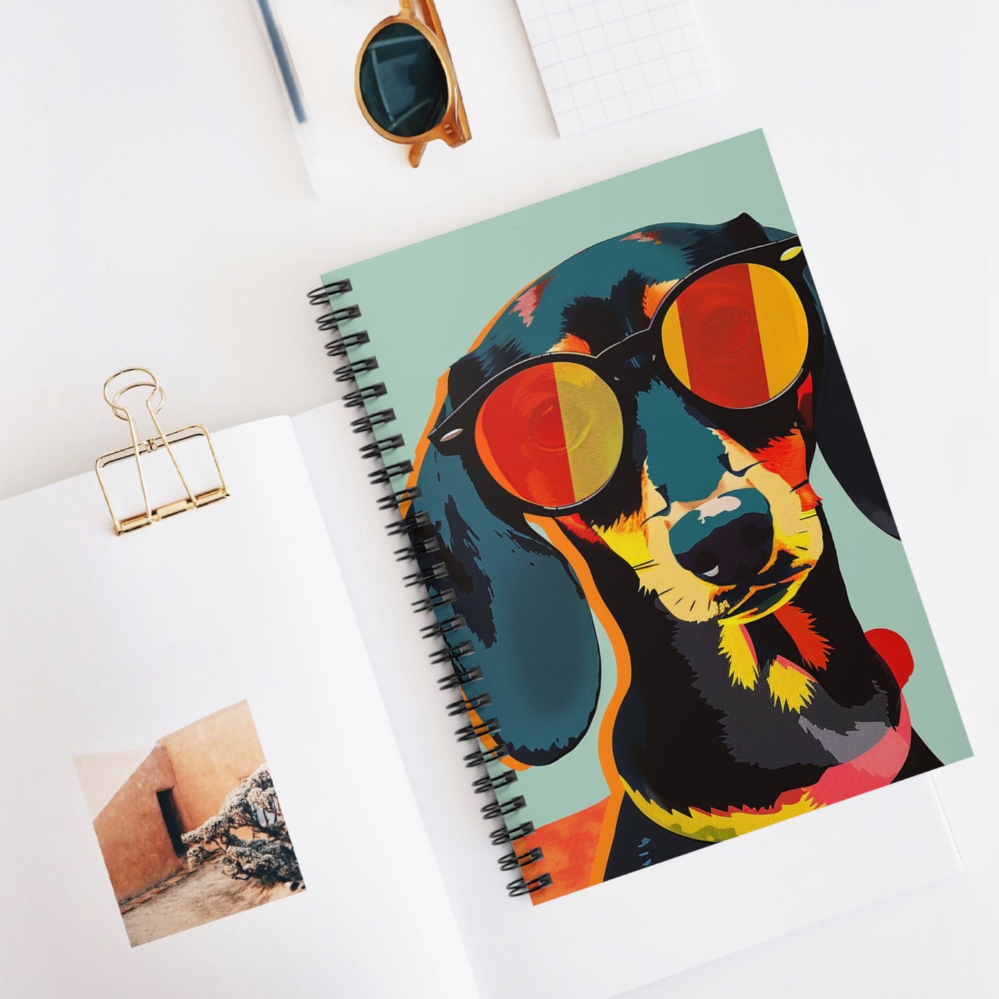 "Reflection" Black & Tan Smooth-Haired Dachshund Ruled Line Spiral Notebook