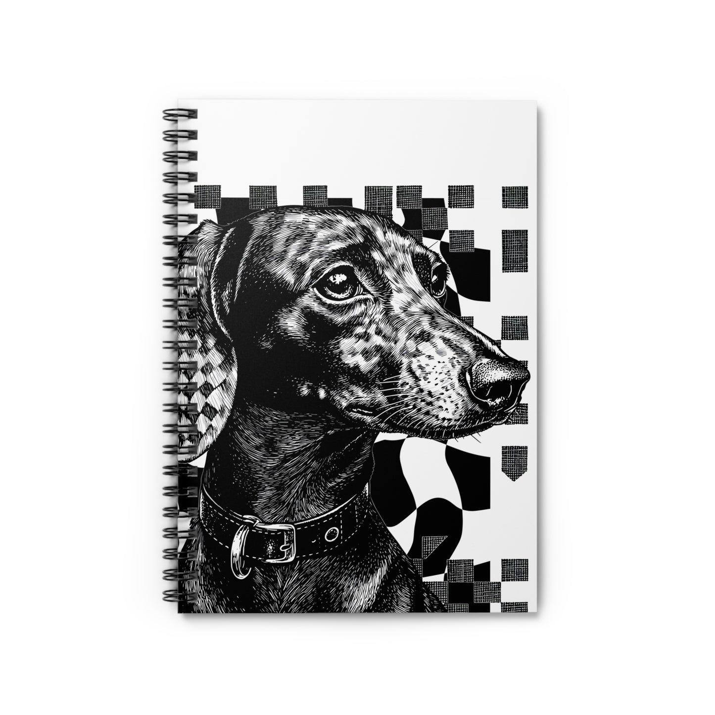 "Smooth Checked" Smooth-Haired Dachshund Ruled Line Spiral Notebook