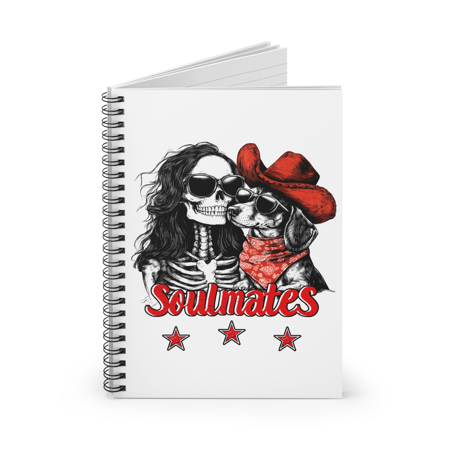 "Smooth Soulmates" Smooth-Haired Dachshund Ruled Line Spiral Notebook