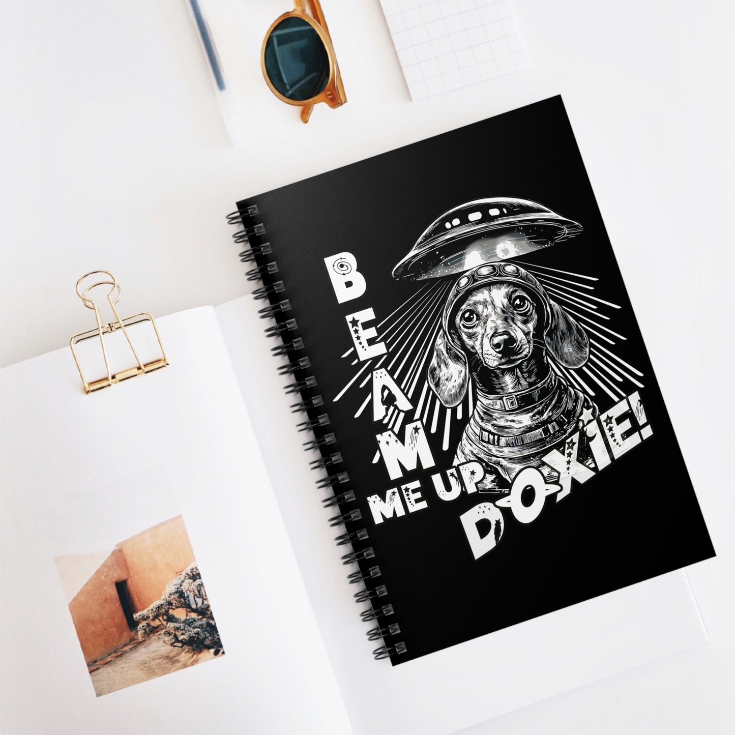 "Blue Beam" Smooth-Haired Dachshund Ruled Line Spiral Notebook