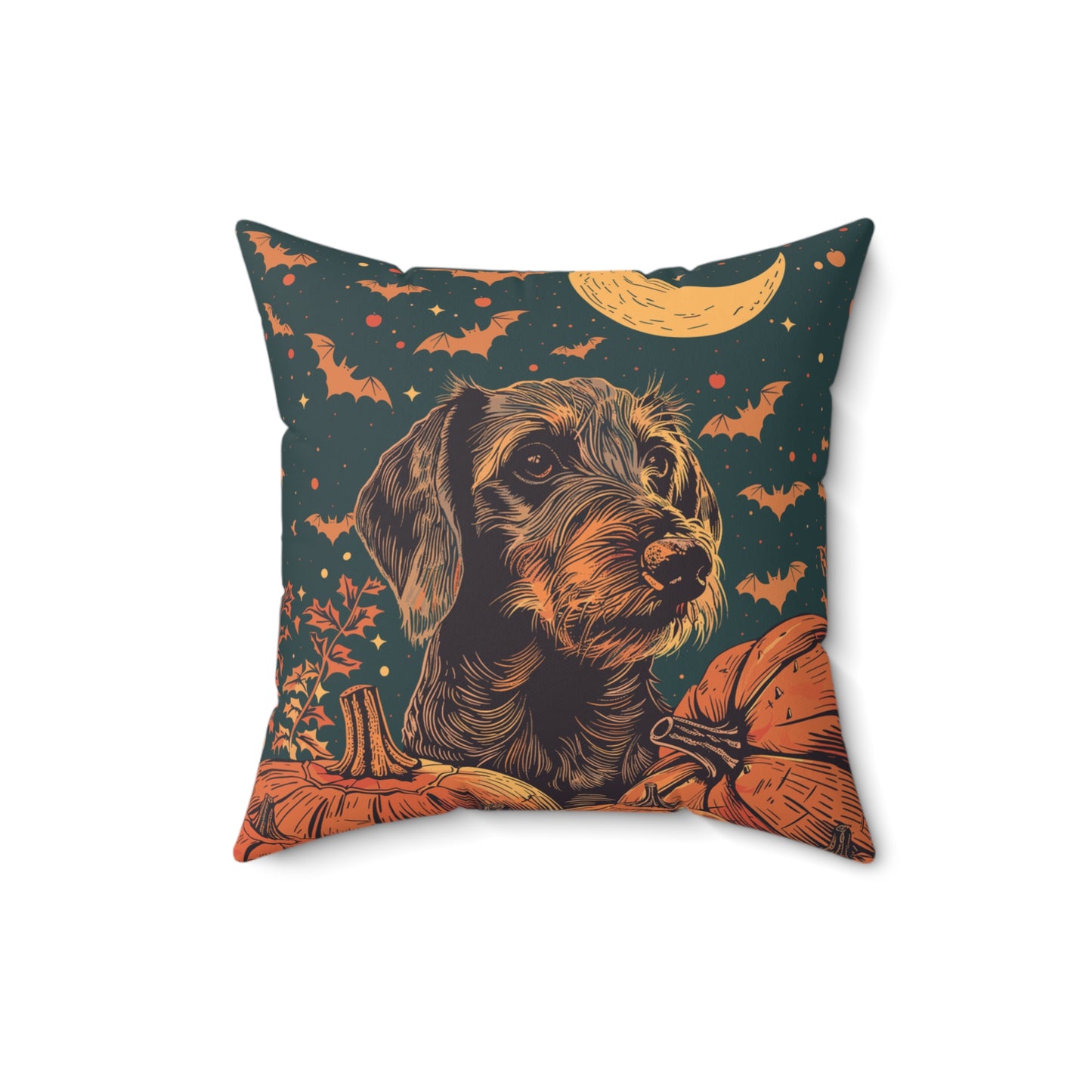 #28 Halloween Inspired Wire-Haired Dachshund Throw Pillow