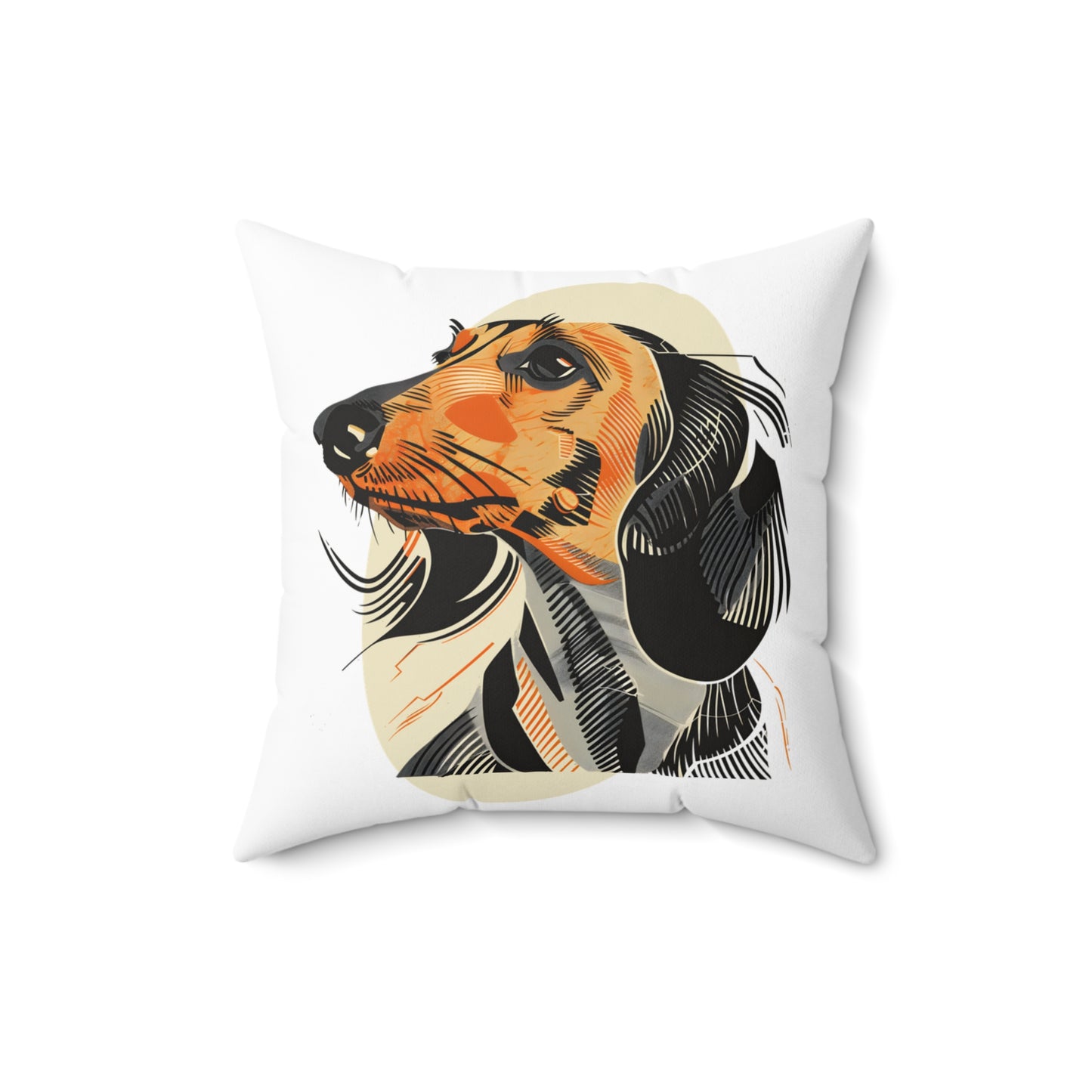 "Motion" Long-Haired Dachshund Square Throw Pillow