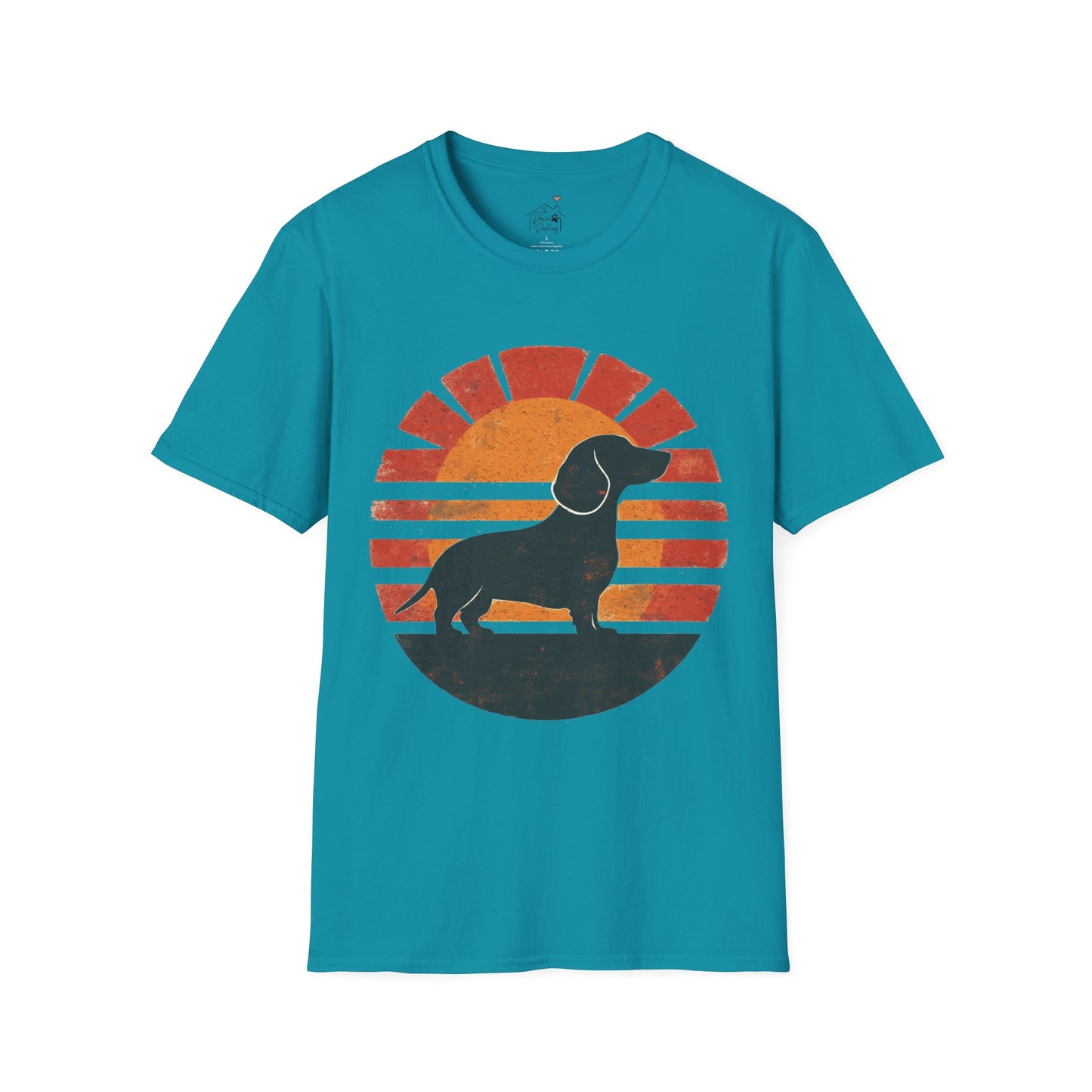 "Smooth Sunset" Smooth-Haired Dachshund Unisex Softstyle T-Shirt