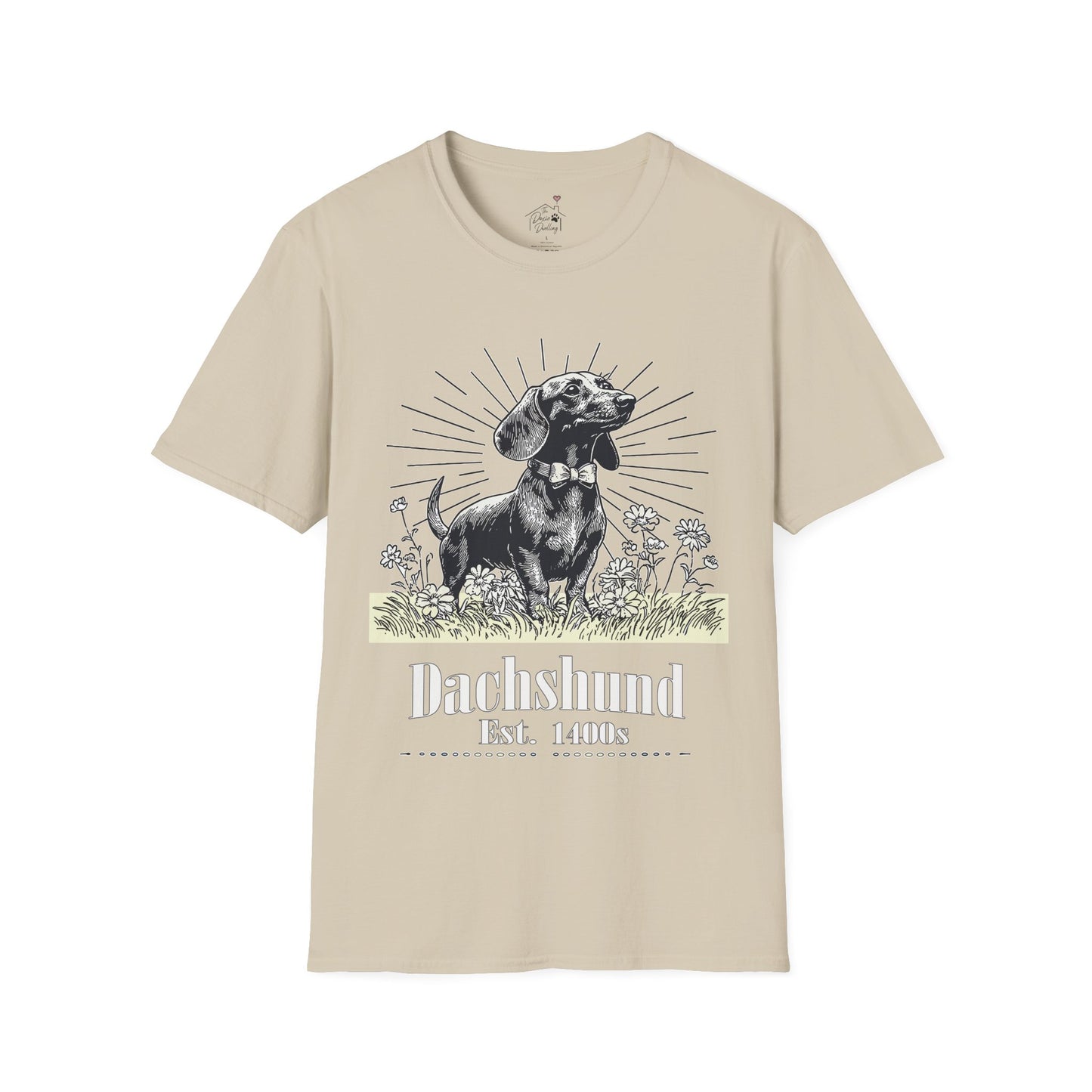 "Circa" Smooth-Haired Dachshund Unisex Softstyle T-Shirt