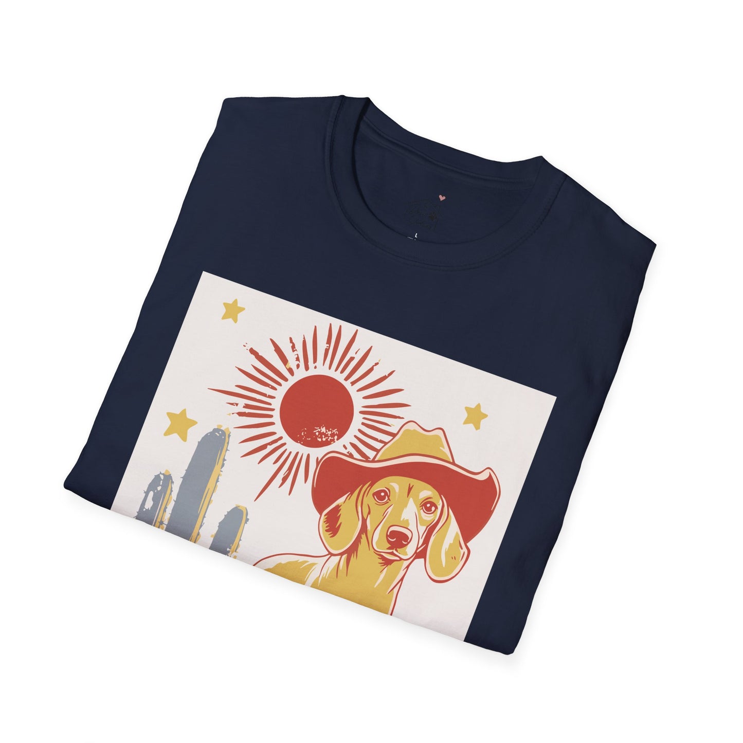 "Sunny Cowboy" Tan Smooth-Haired Dachshund Unisex Softstyle T-Shirt