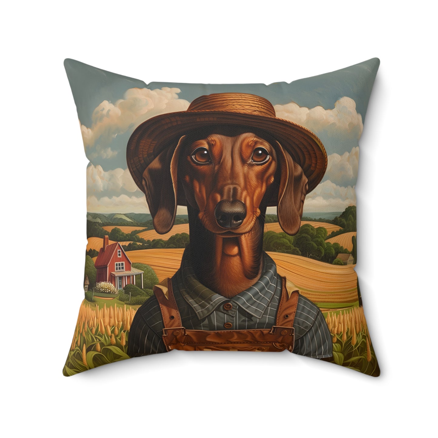 #2 Autumn Inspired Tan Smooth-Haired Dachshund Throw Pillow