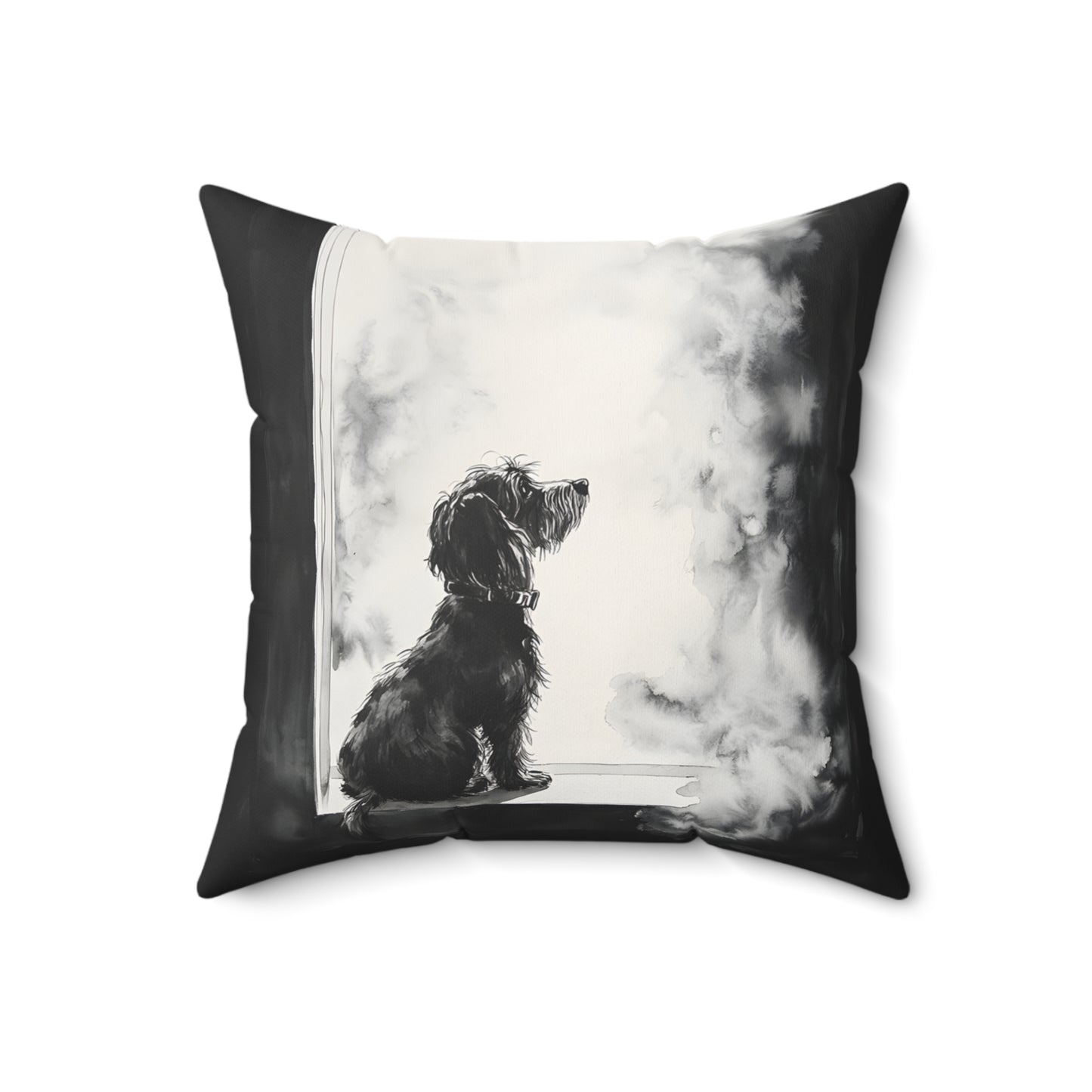 "Window Pane" Wire-Haired Dachshund Square Throw Pillow