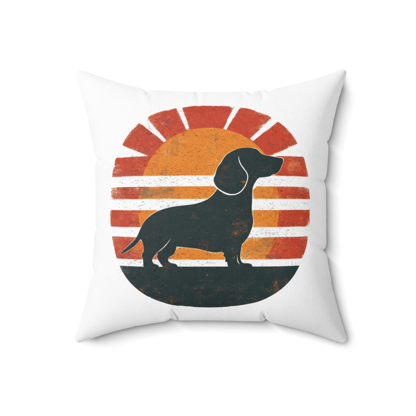 "Smooth Sunset" Smooth-Haired Dachshund Square Throw Pillow