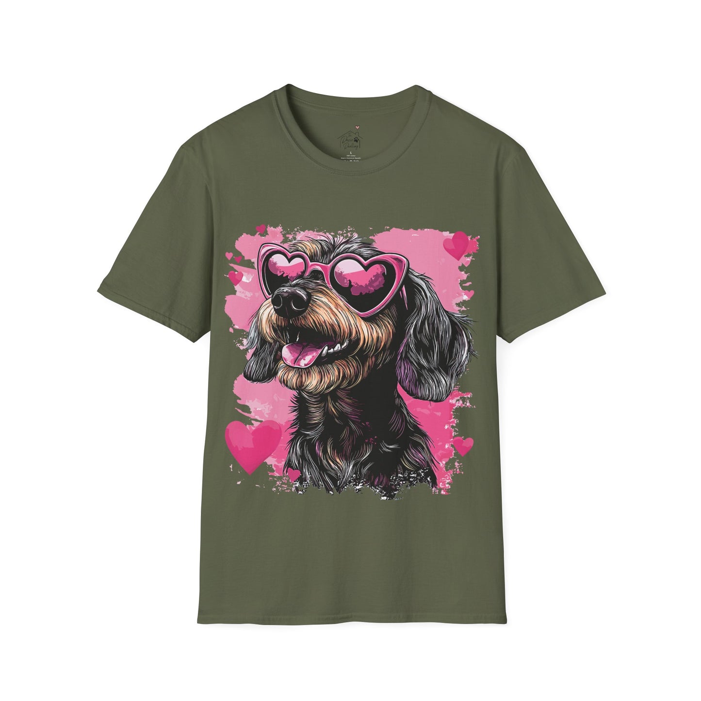 "Wired Heart" Wire-Haired Dachshund Unisex Softstyle T-Shirt