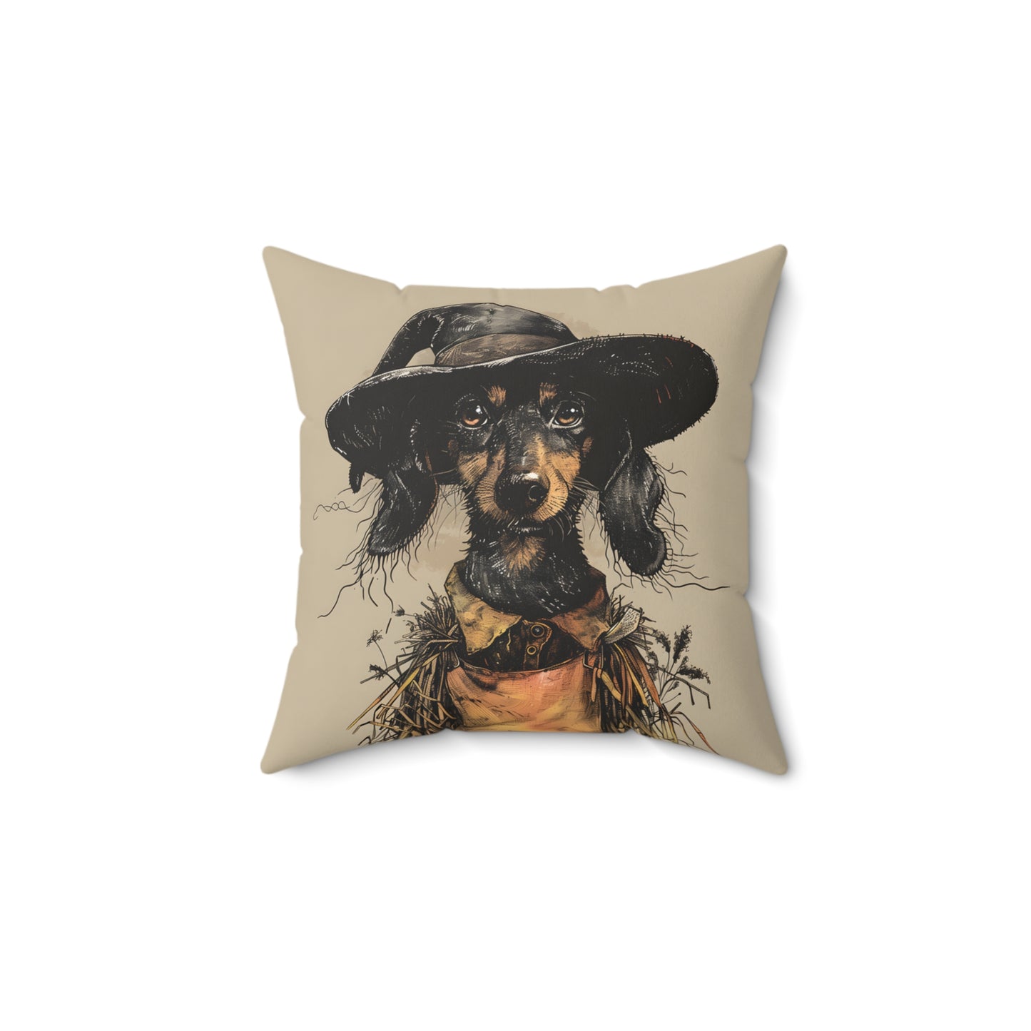 #8 Autumn Inspired Black & Tan Smooth-Haired Dachshund Throw Pillow