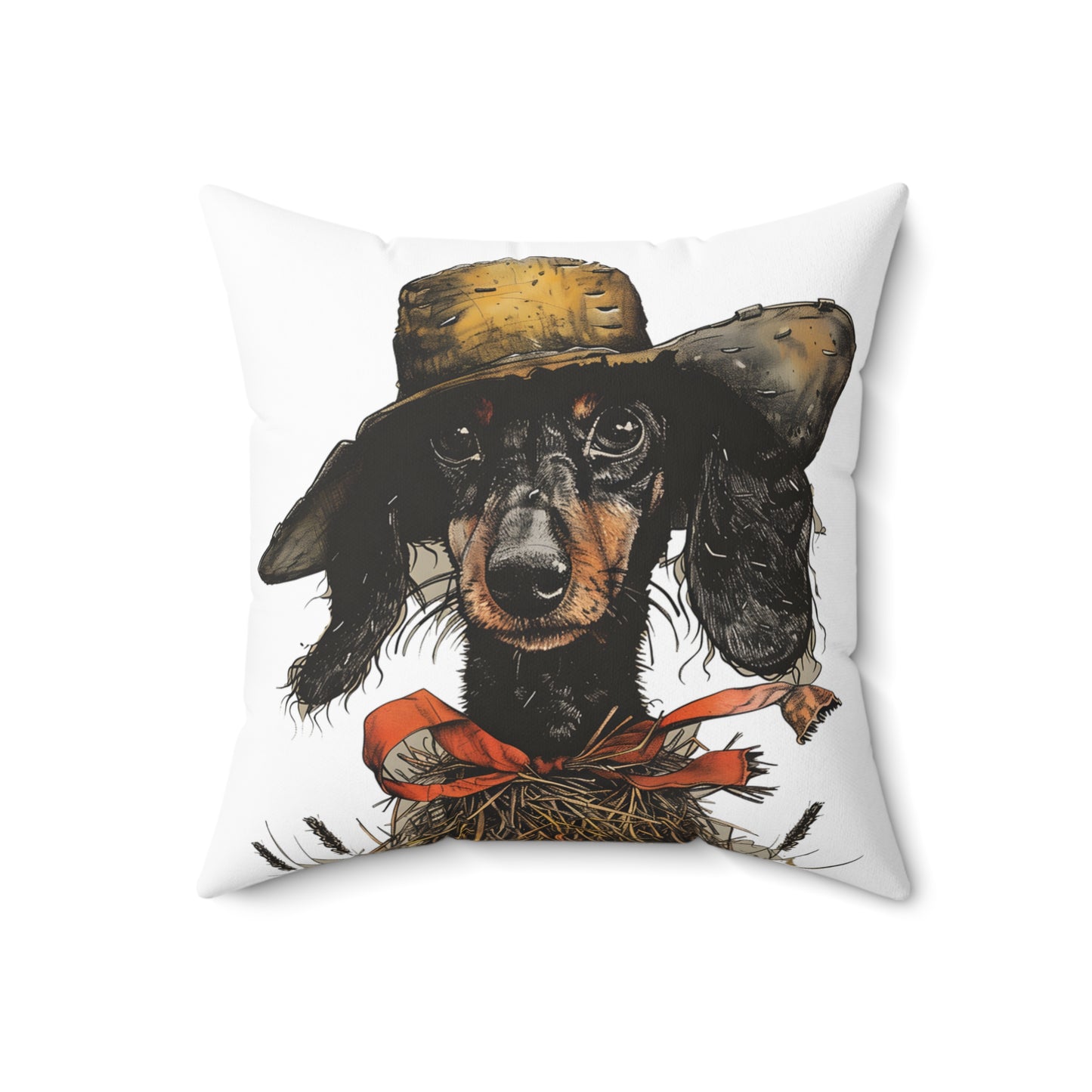 #9 Autumn Inspired Black & Tan Smooth-Haired Dachshund Throw Pillow