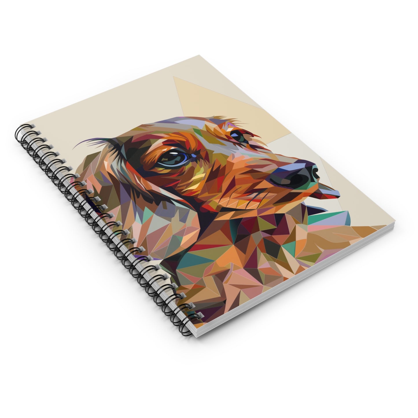 "Side-Eye" Tan Long-Haired Dachshund Ruled Line Spiral Notebook