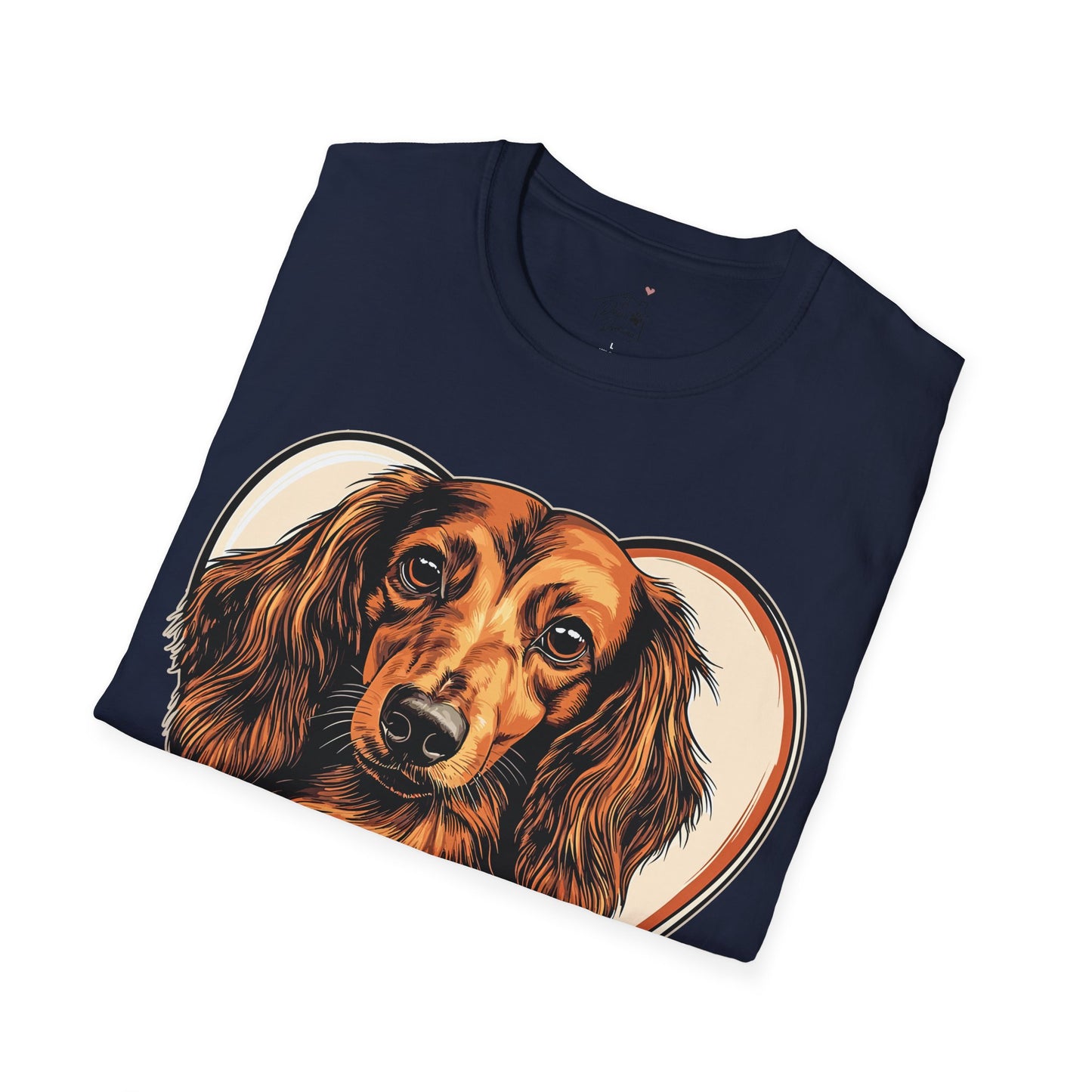 "Doxie Love" Red/Tan Long-Haired Dachshund Unisex Softstyle T-Shirt