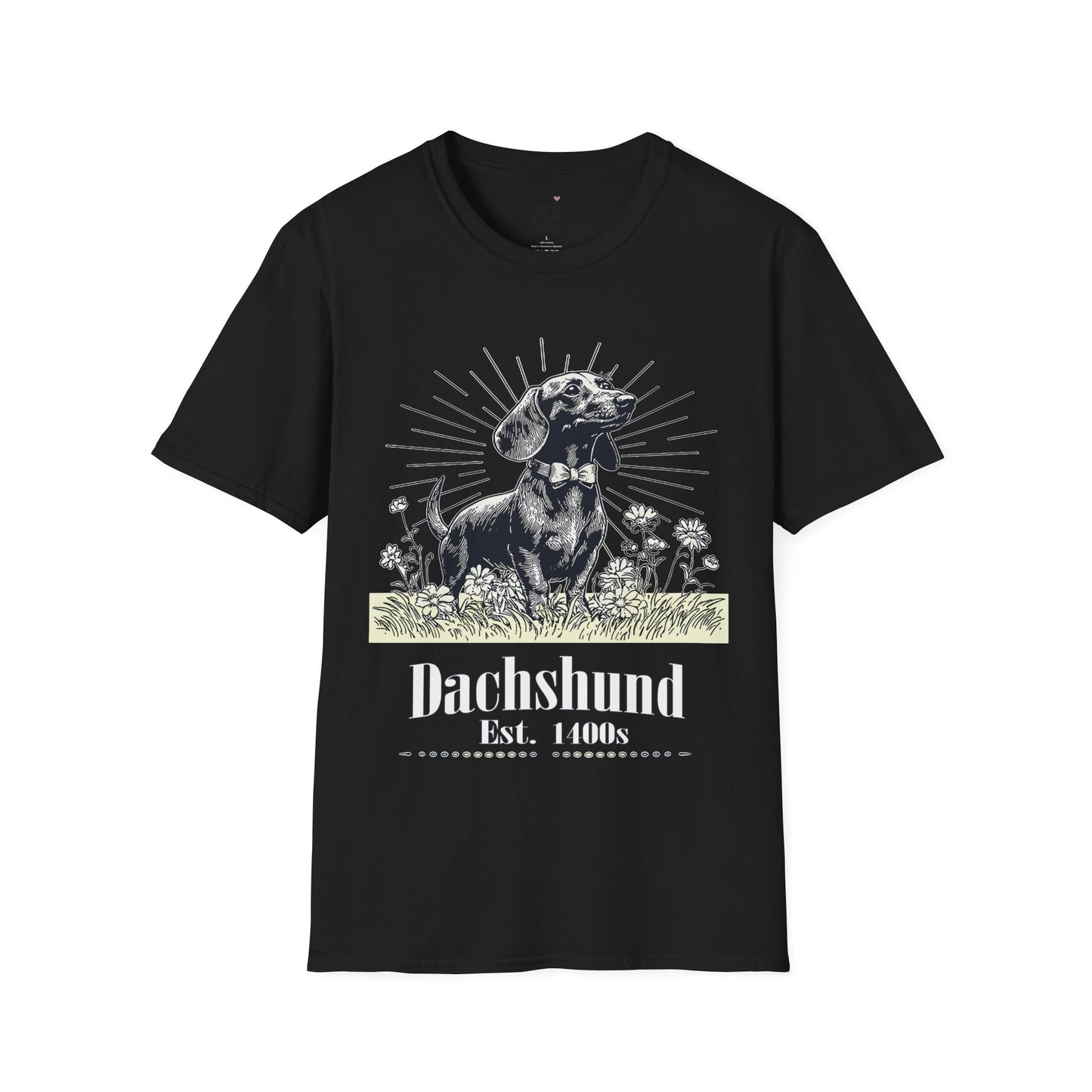 "Circa" Smooth-Haired Dachshund Unisex Softstyle T-Shirt