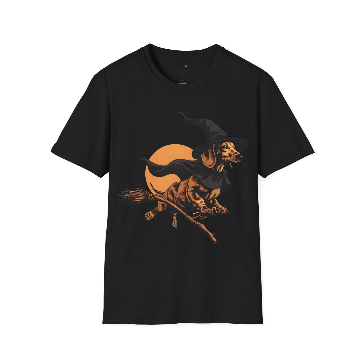 "Take Flight" Tan Smooth-Haired Dachshund Halloween Unisex Softstyle T-Shirt