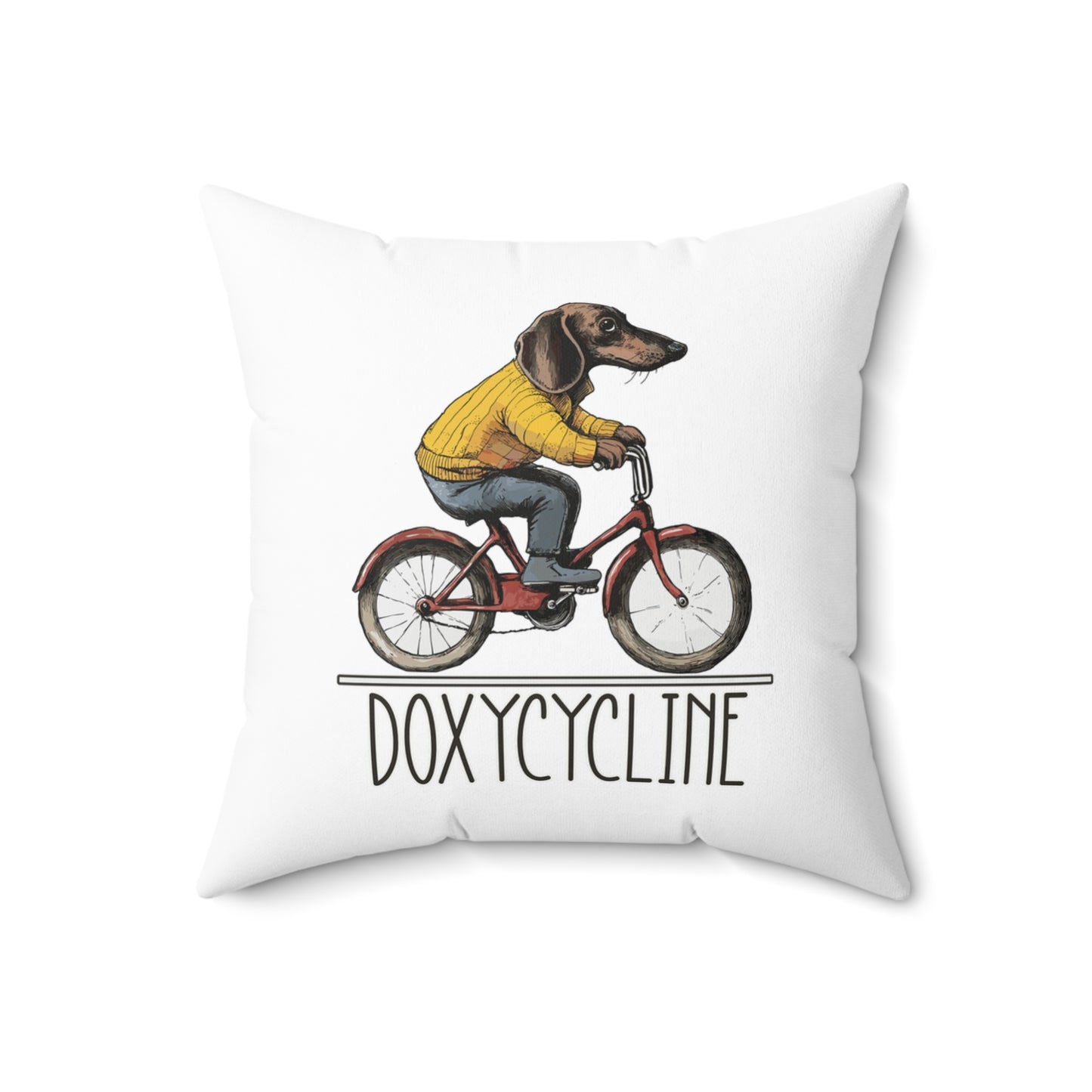 "Doxycycline" Smooth-Haired Dachshund Square Throw Pillow