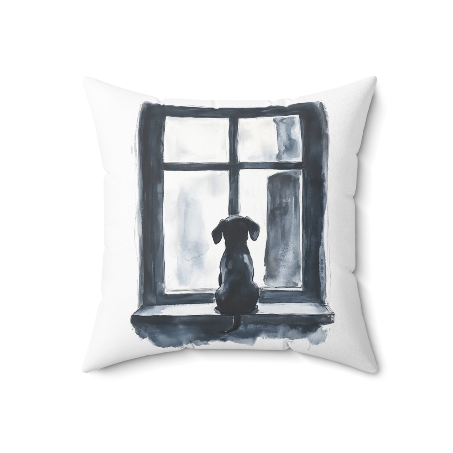 "Window Pane" Smooth-Haired Dachshund Square Throw Pillow