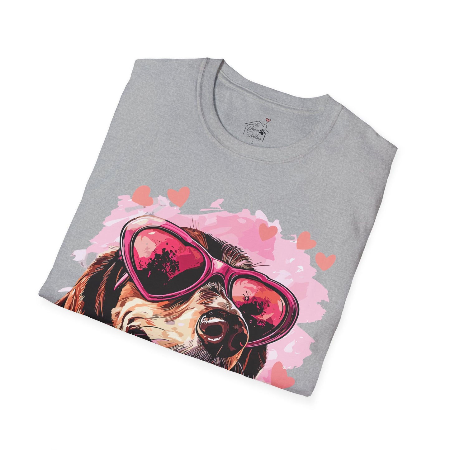 "Tanned Hearts" Tan Smooth-Haired Dachshund Unisex Softstyle T-Shirt
