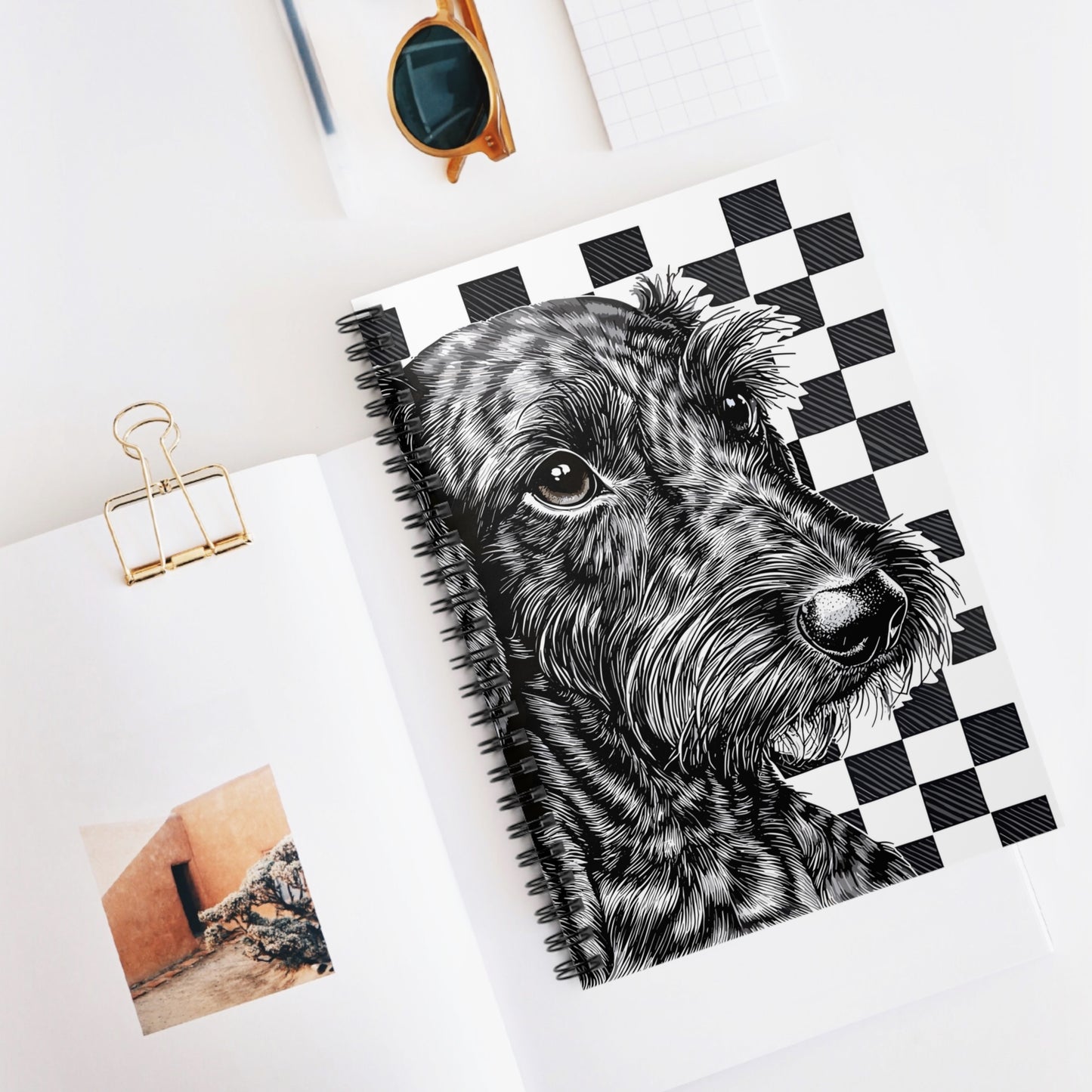 "Wired Check" Wire-Haired Dachshund Ruled Line Spiral Notebook