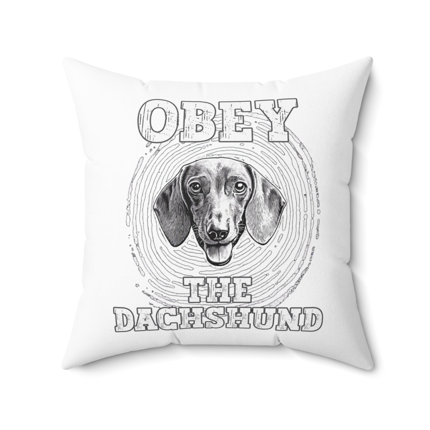 "Obey" Smooth-Haired Dachshund Square Throw Pillow