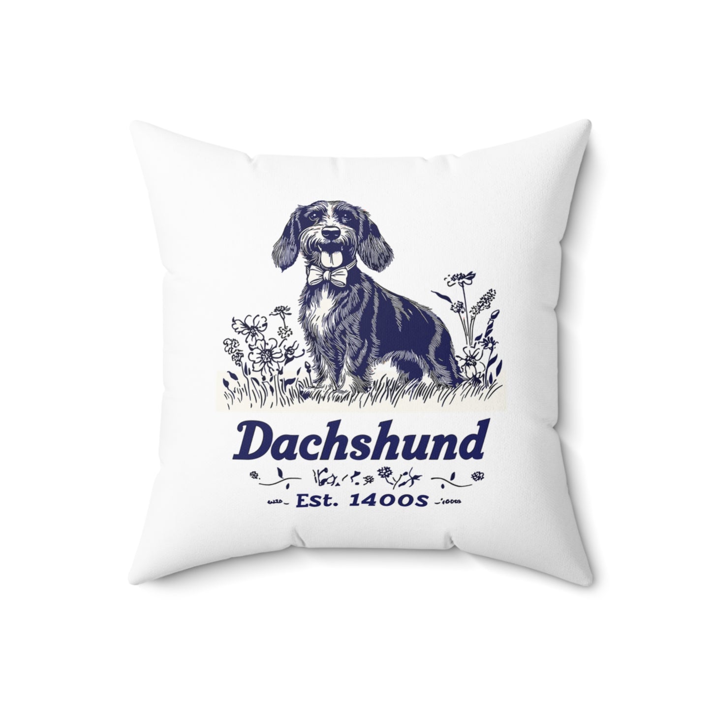 "Circa" Wire-Haired Dachshund Square Throw Pillow