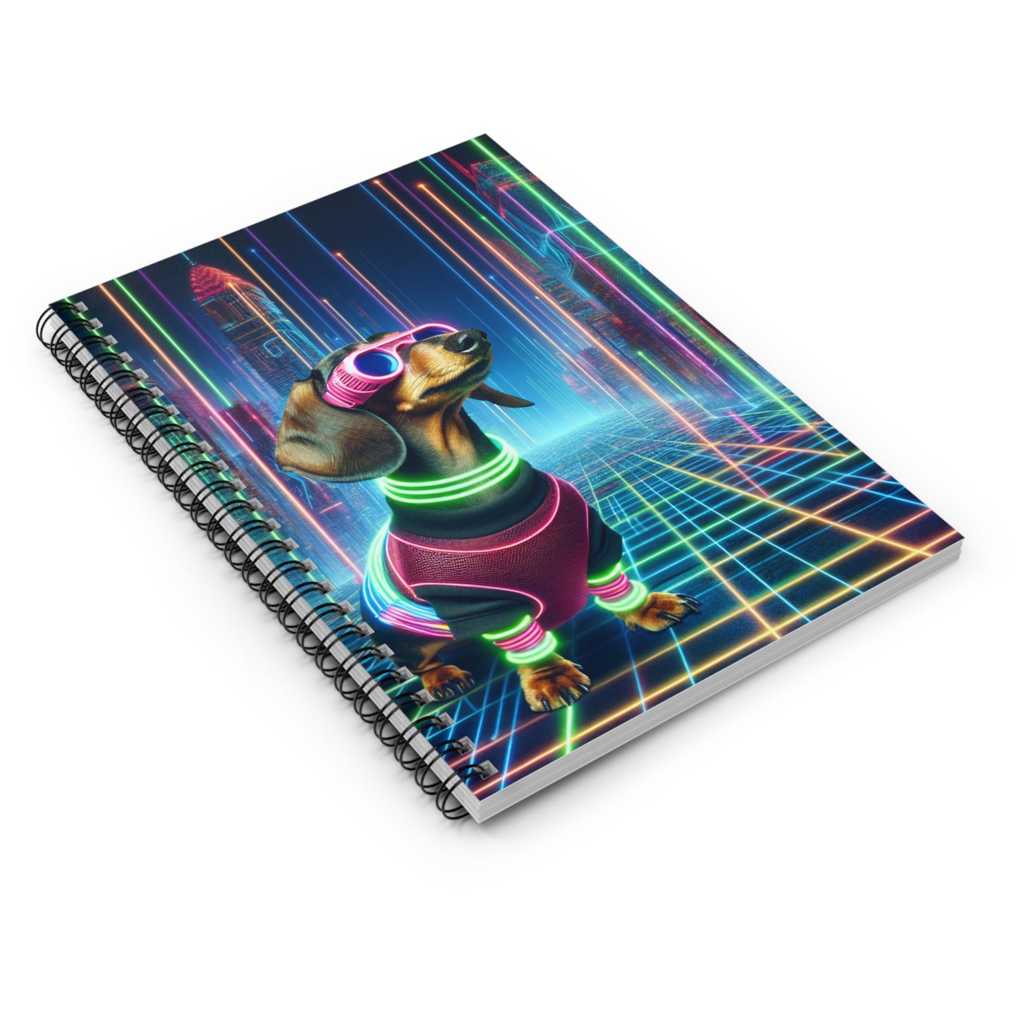 "The Dachshund Has Entered The Grid" Black & Tan Smooth-Haired Dachshund Ruled Line Spiral Notebook