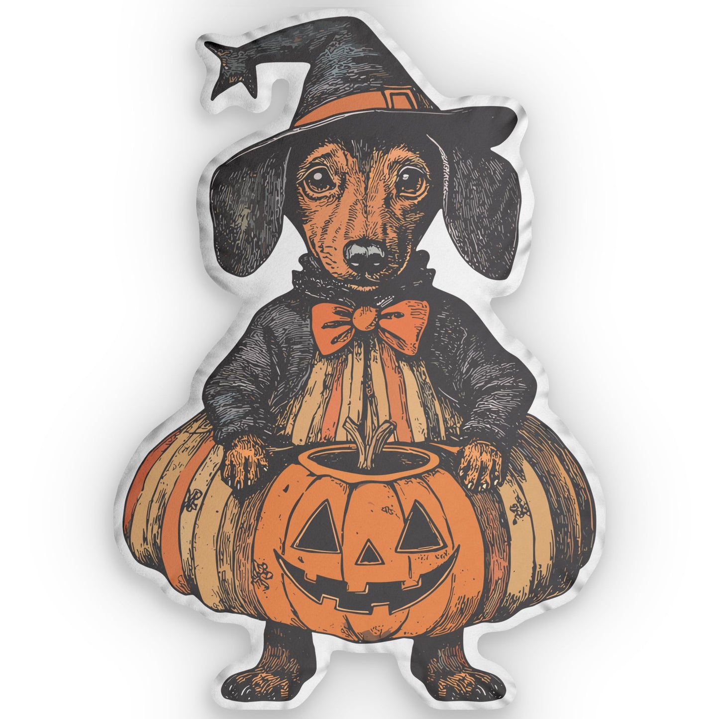 #5 Vintage Halloween Inspired Tan Smooth-Haired Dachshund Custom Shaped Pillow