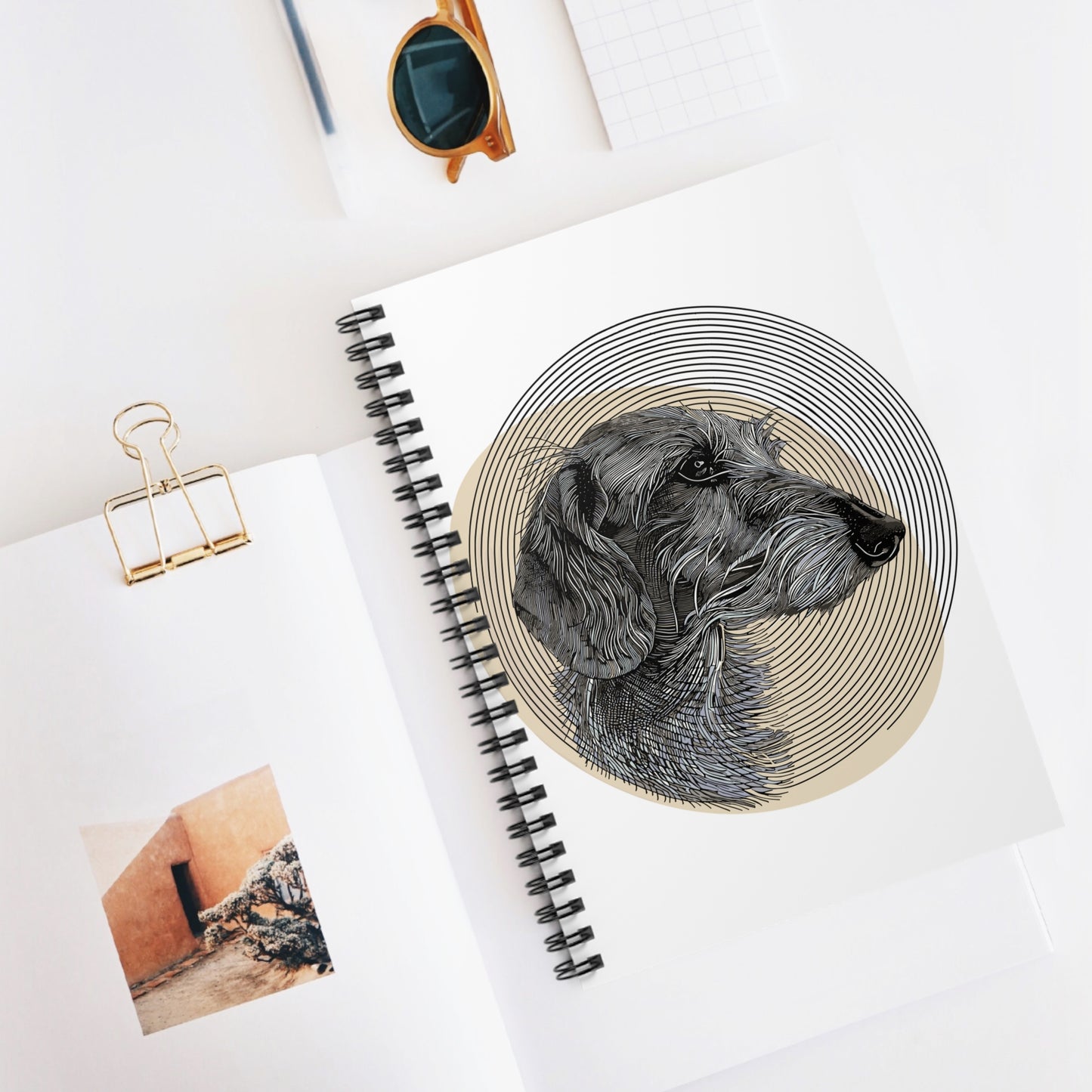 "Wired To Joy" Wire-Haired Dachshund Ruled Line Spiral Notebook
