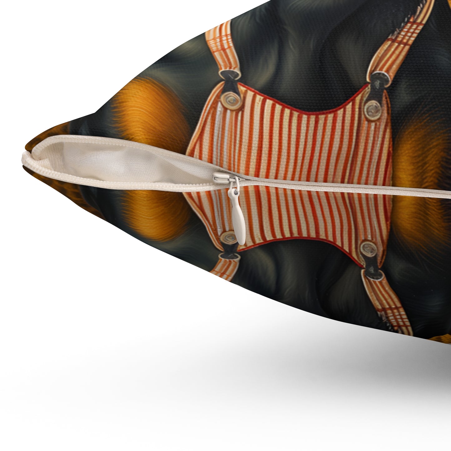 #1 Autumn Inspired Black & Tan Smooth-Haired Dachshund Throw Pillow