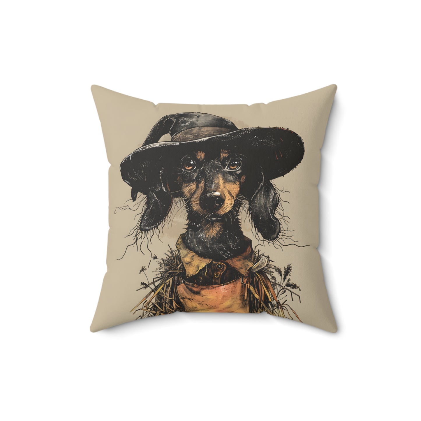 #8 Autumn Inspired Black & Tan Smooth-Haired Dachshund Throw Pillow