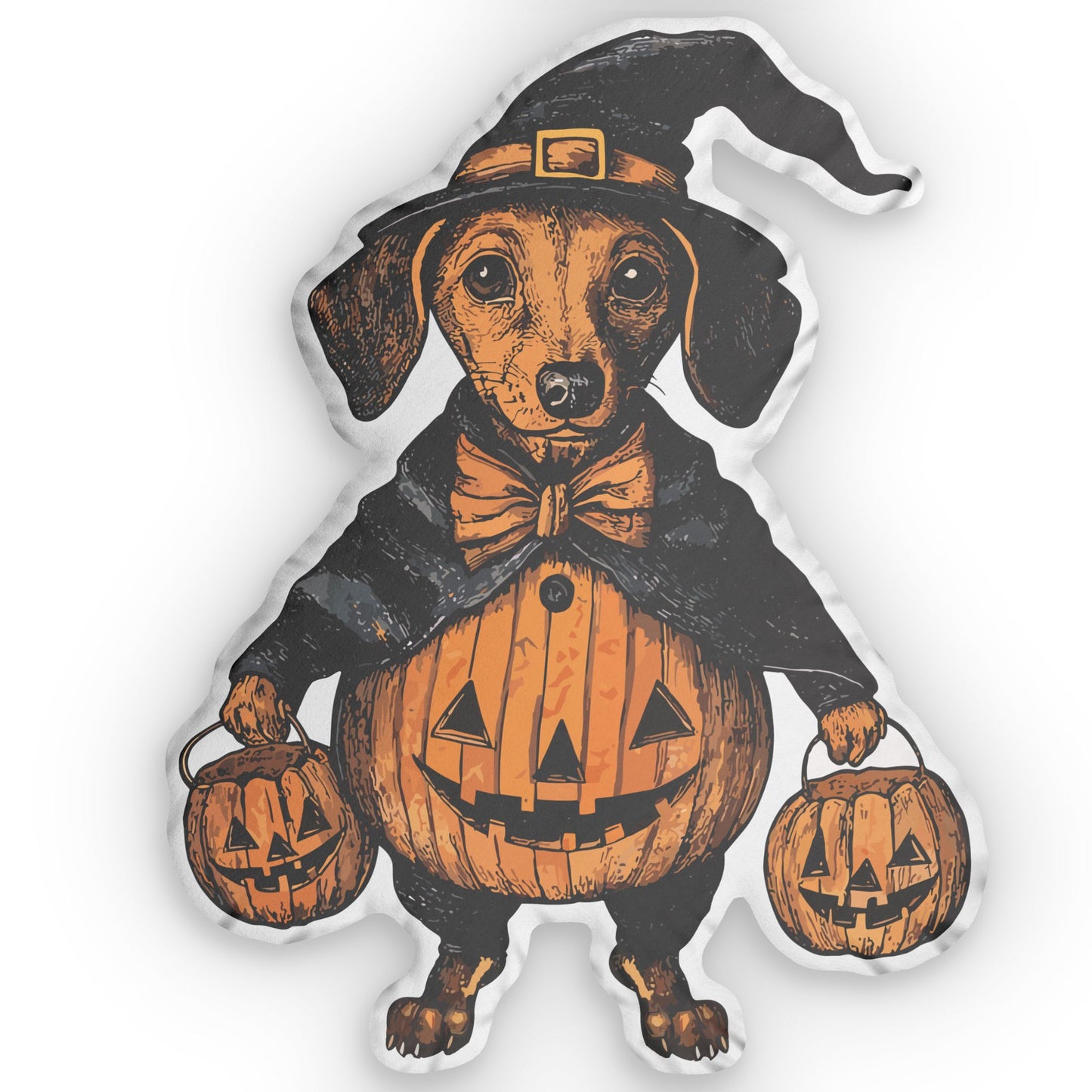 #8 Vintage Halloween Inspired Tan Smooth-Haired Dachshund Custom Shaped Pillow