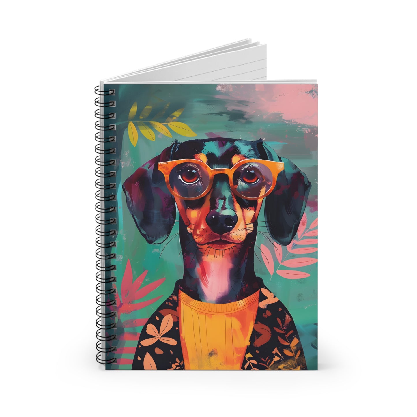 "Too Cool" Black & Tan Smooth-Haired Dachshund Ruled Line Spiral Notebook
