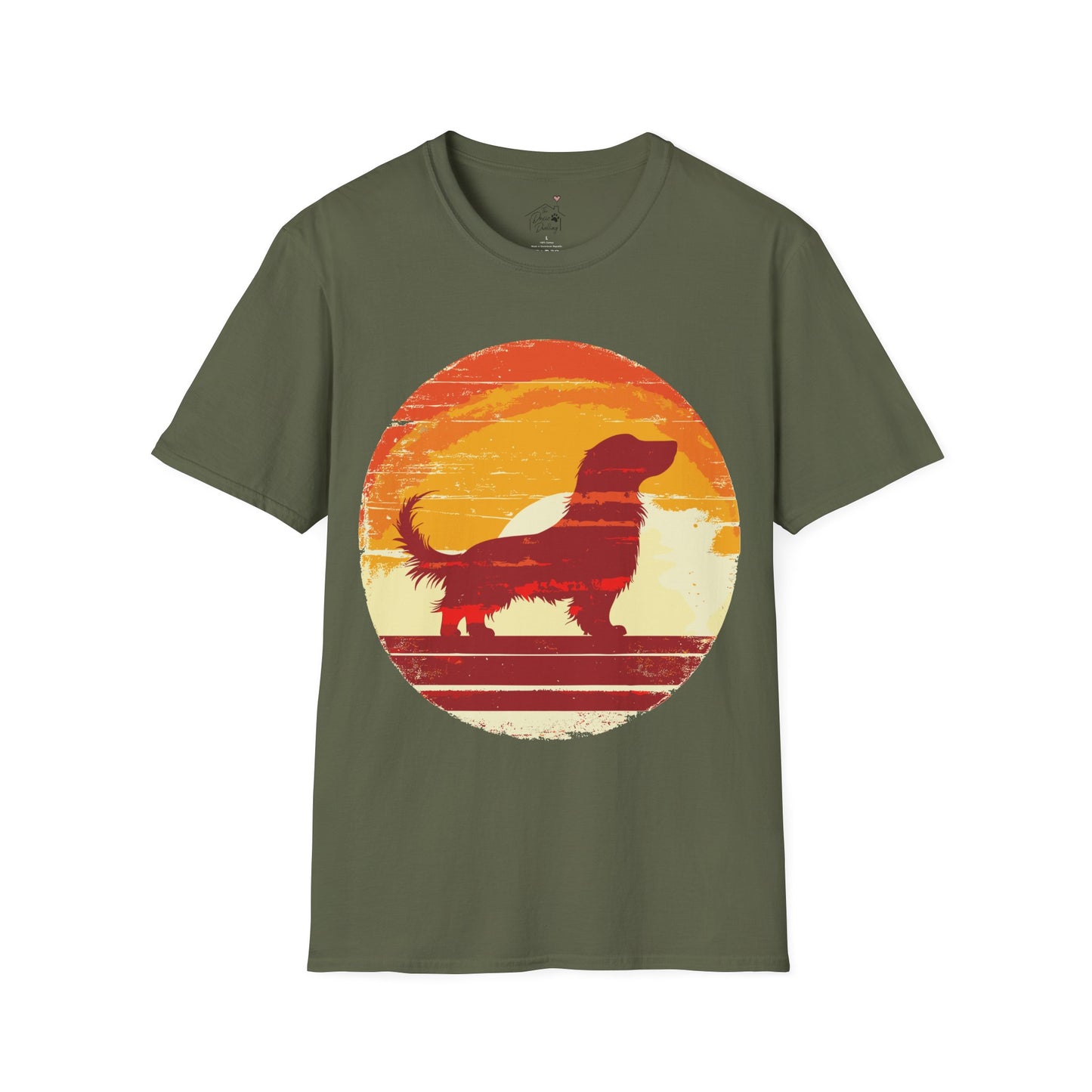 "Long Sunset" Long-Haired Dachshund Unisex Softstyle T-Shirt