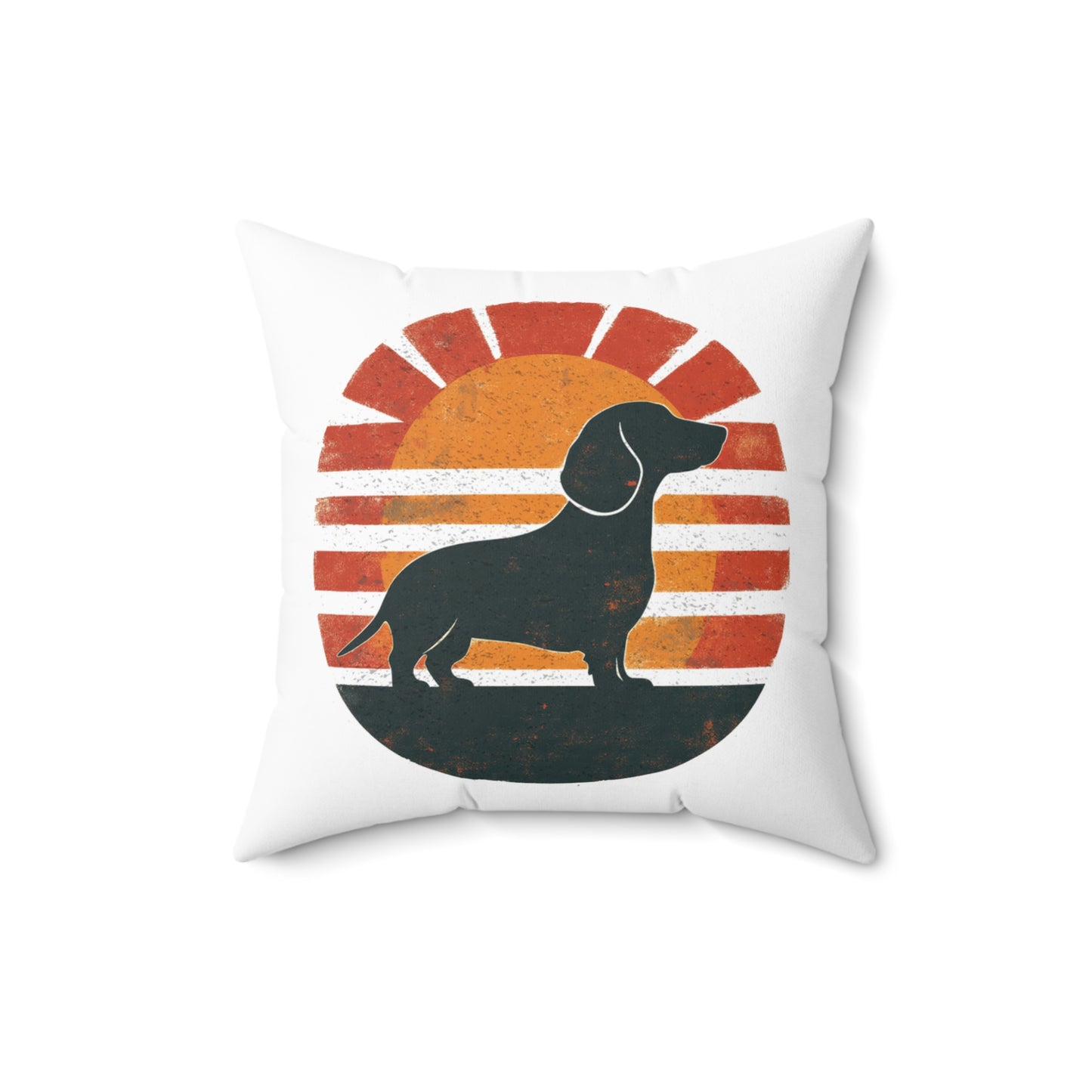 "Smooth Sunset" Smooth-Haired Dachshund Square Throw Pillow