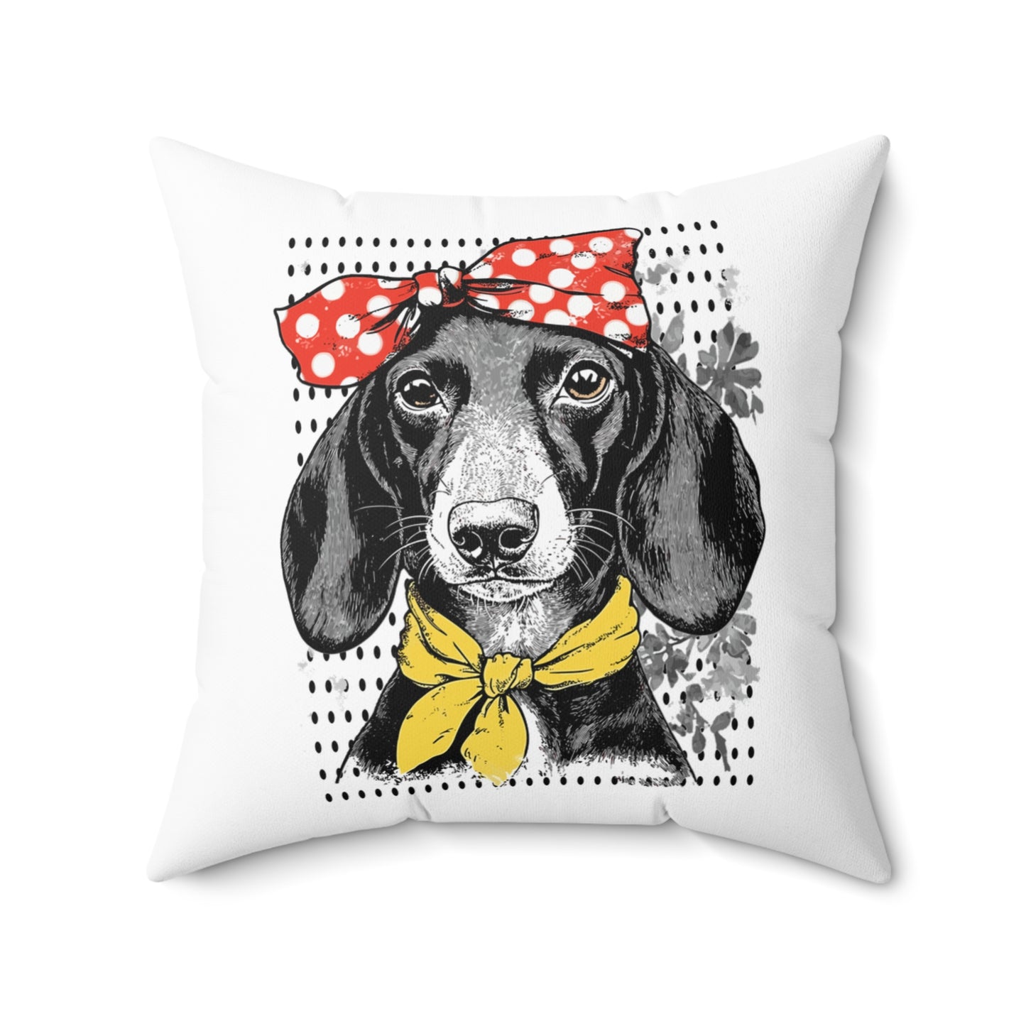 "Rosie" Black & Tan Smooth-Haired Dachshund Square Throw Pillow