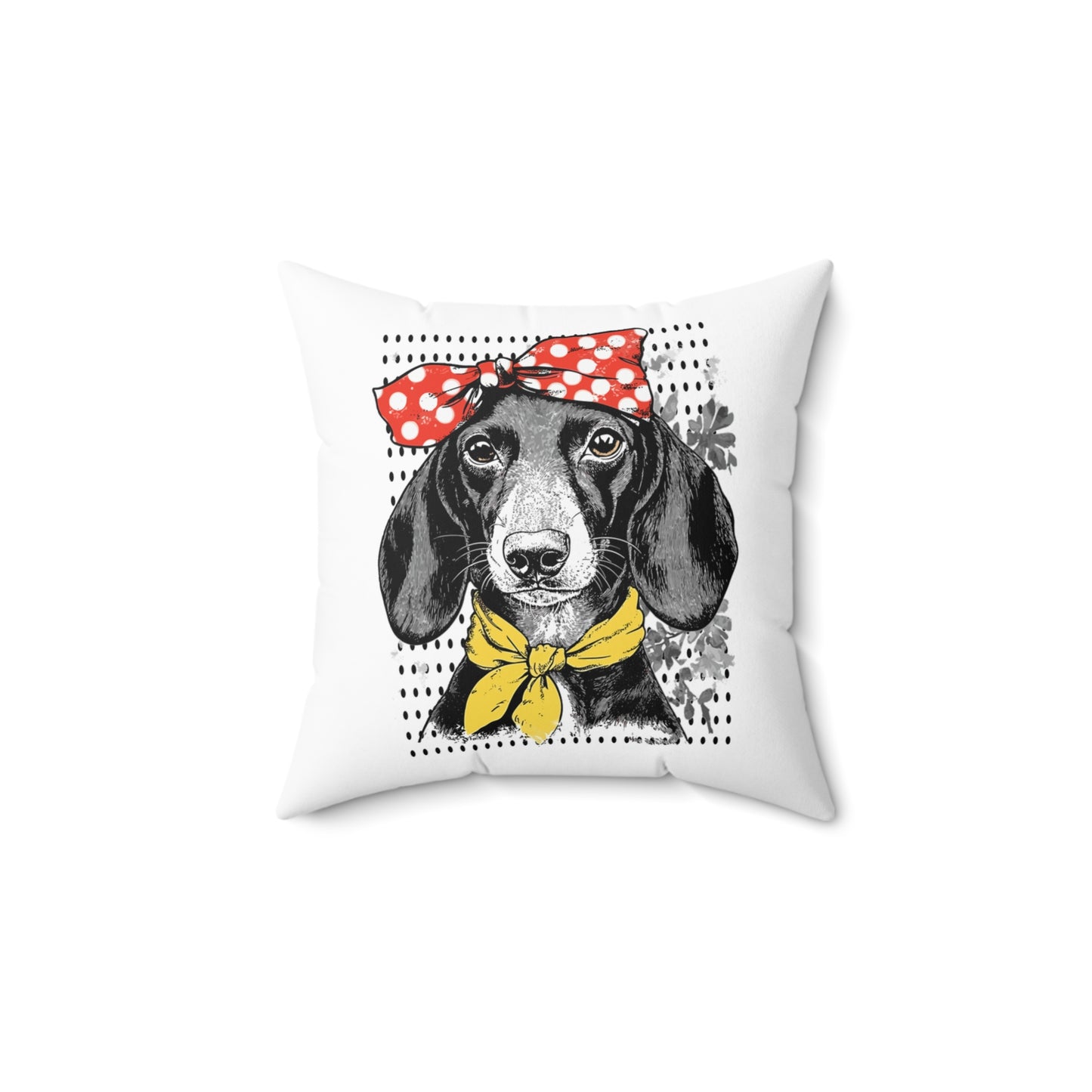 "Rosie" Black & Tan Smooth-Haired Dachshund Square Throw Pillow
